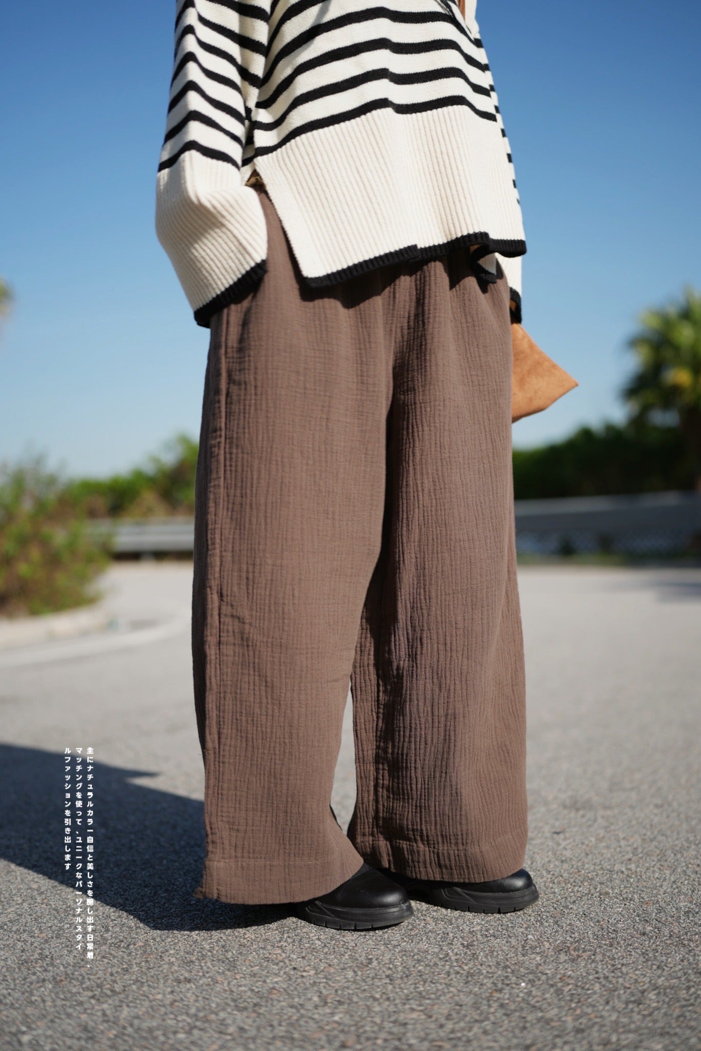 CA642 SOFT GAUZE WIDE LEG PANTS