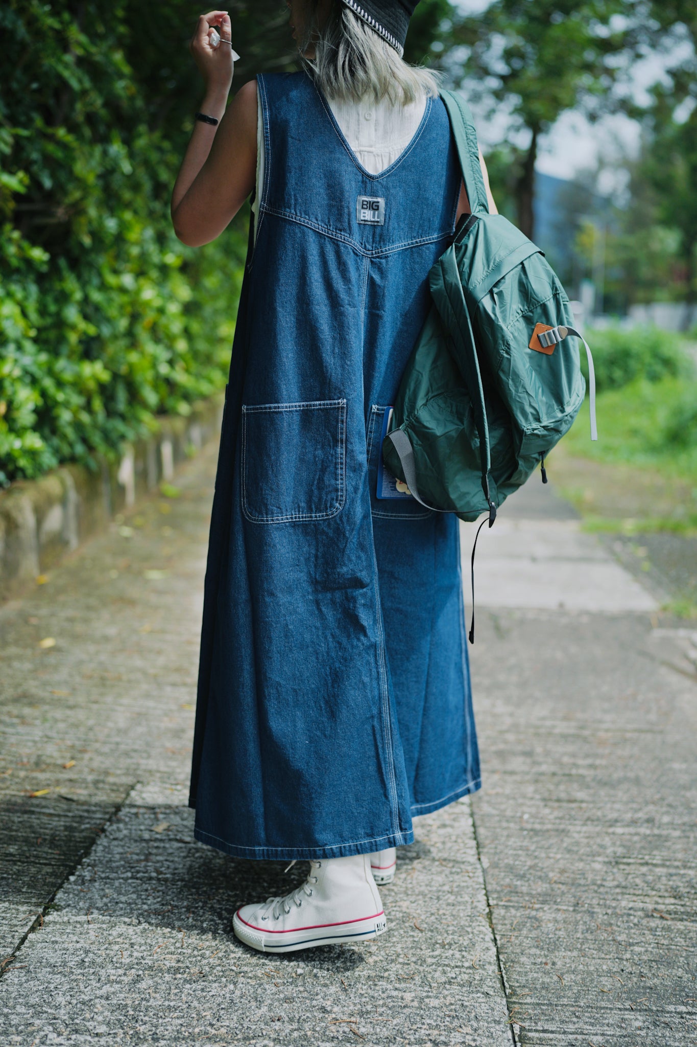 NA384 Pigment Twill Patched Dress