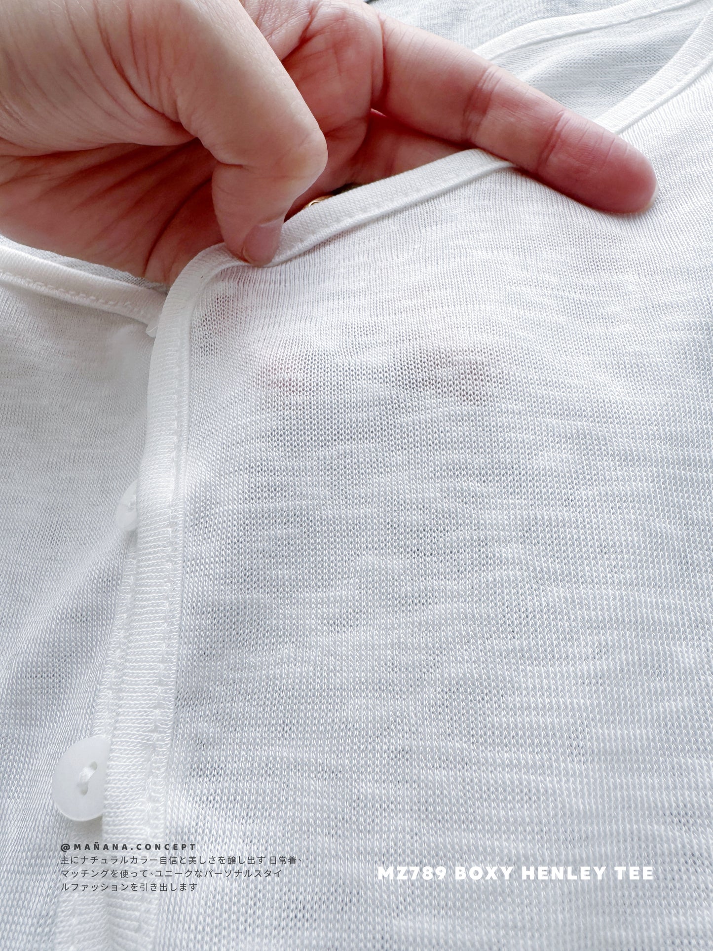 MZ789 BOXY HENLEY NECK TOP 【 2件減-$20, 3件減-$40 】
