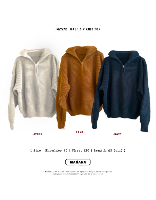 MZ572 HALF ZIP KNIT TOP