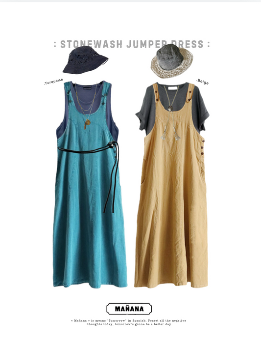 NA412 STONEWASH JUMPER DRESS