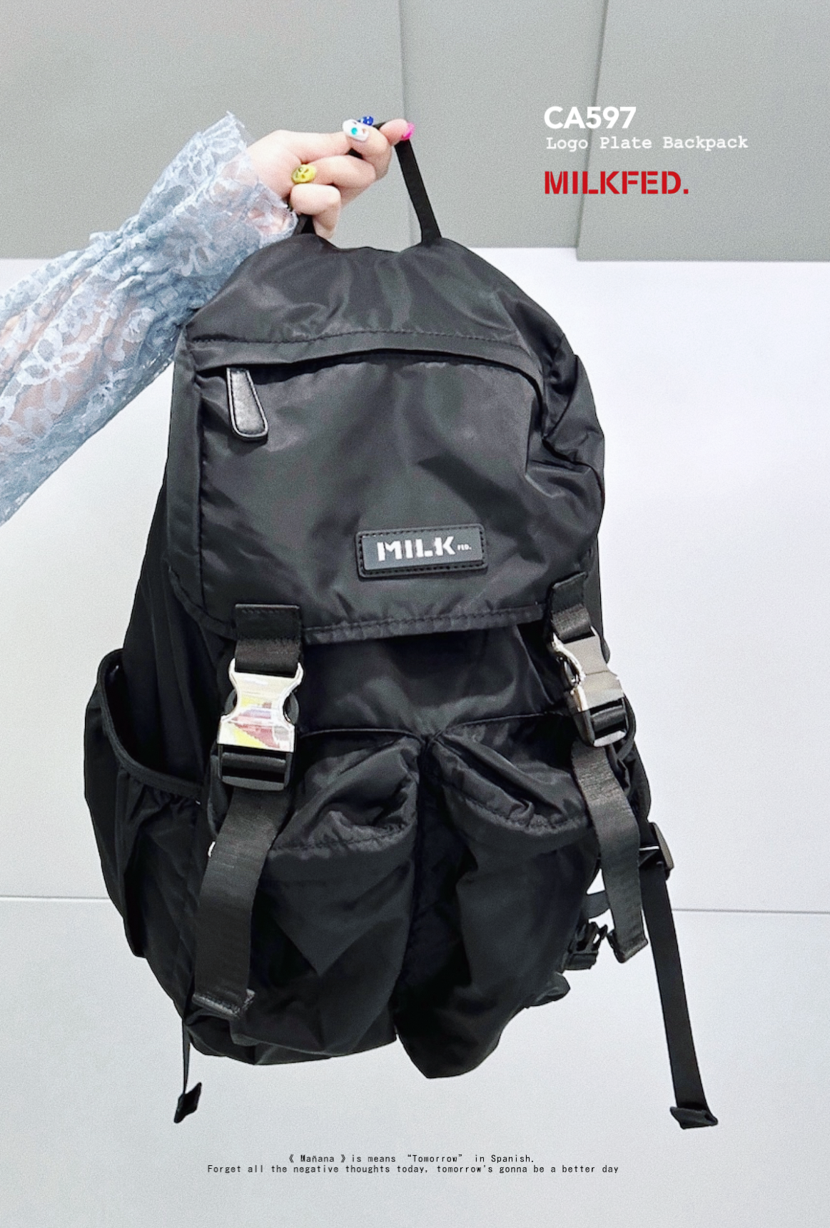 CA597 MILKFED. Logo Plate Backpack