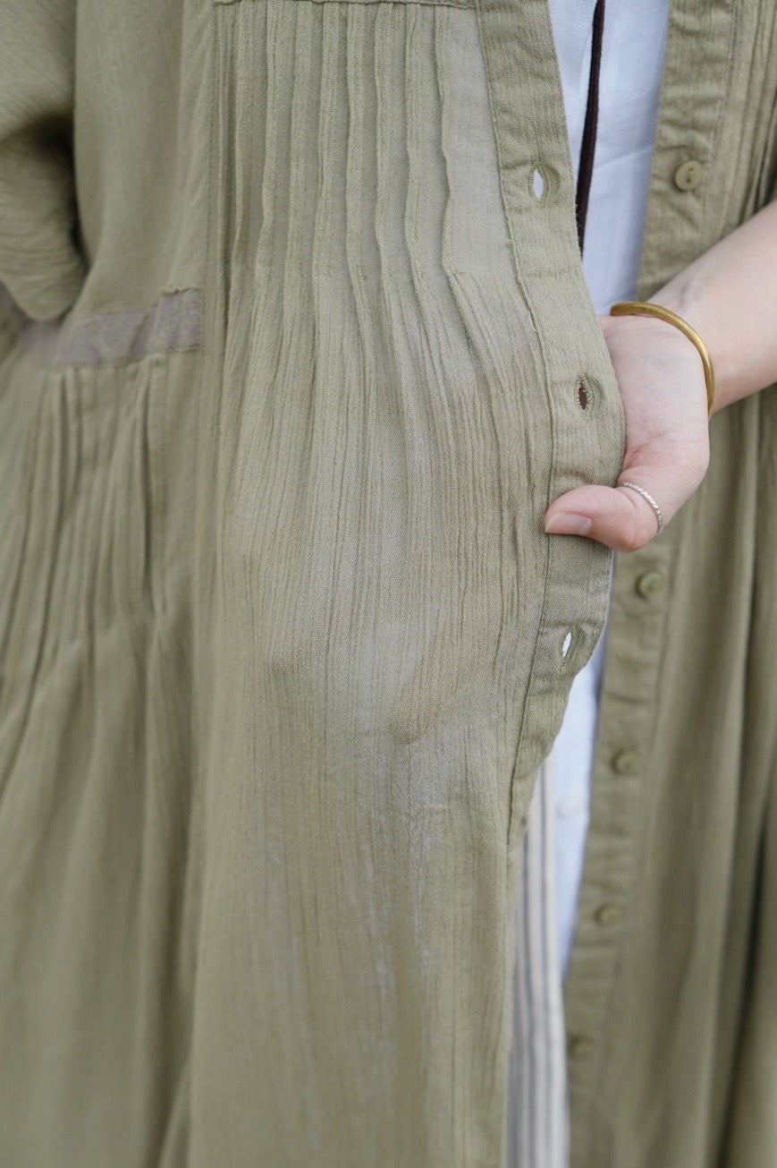 NA447 EMBROIDERED CRINKLE SHIRT DRESS