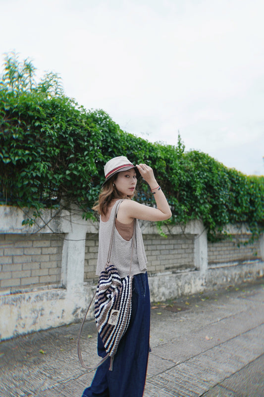 MZ320 Daisy Contrasted Linen Hat