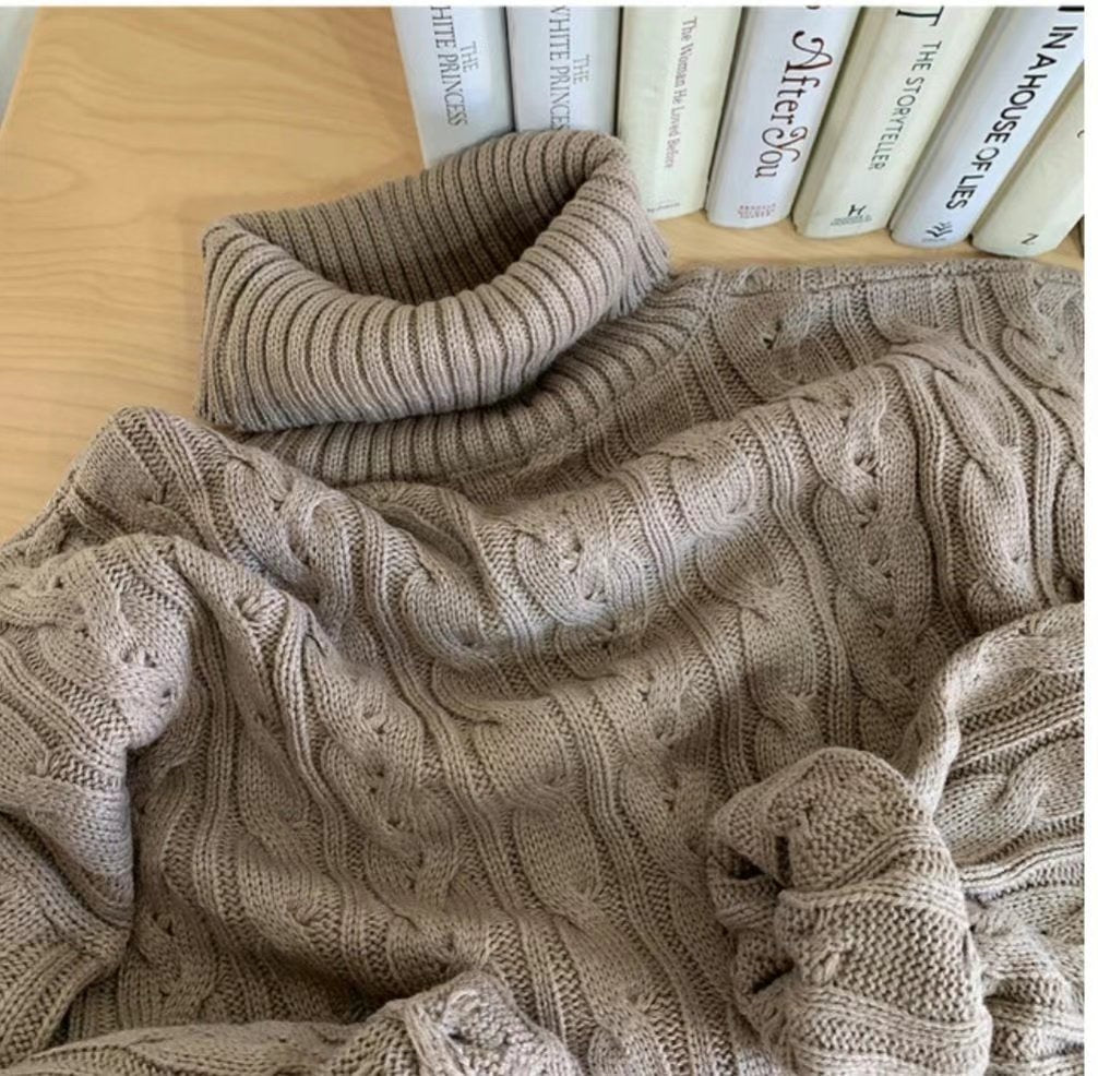 MZ594 CABLE-KNIT TURTLE NECK TOP 【 買2件減-$20 】