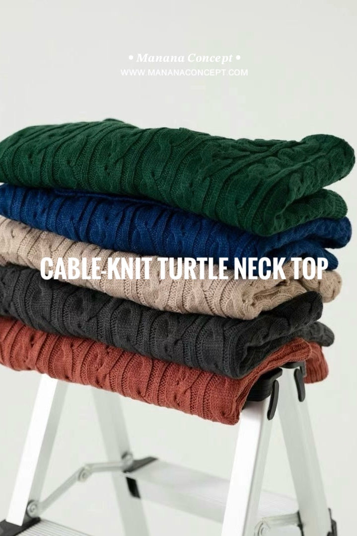 MZ594 CABLE-KNIT TURTLE NECK TOP 【 買2件減-$20 】