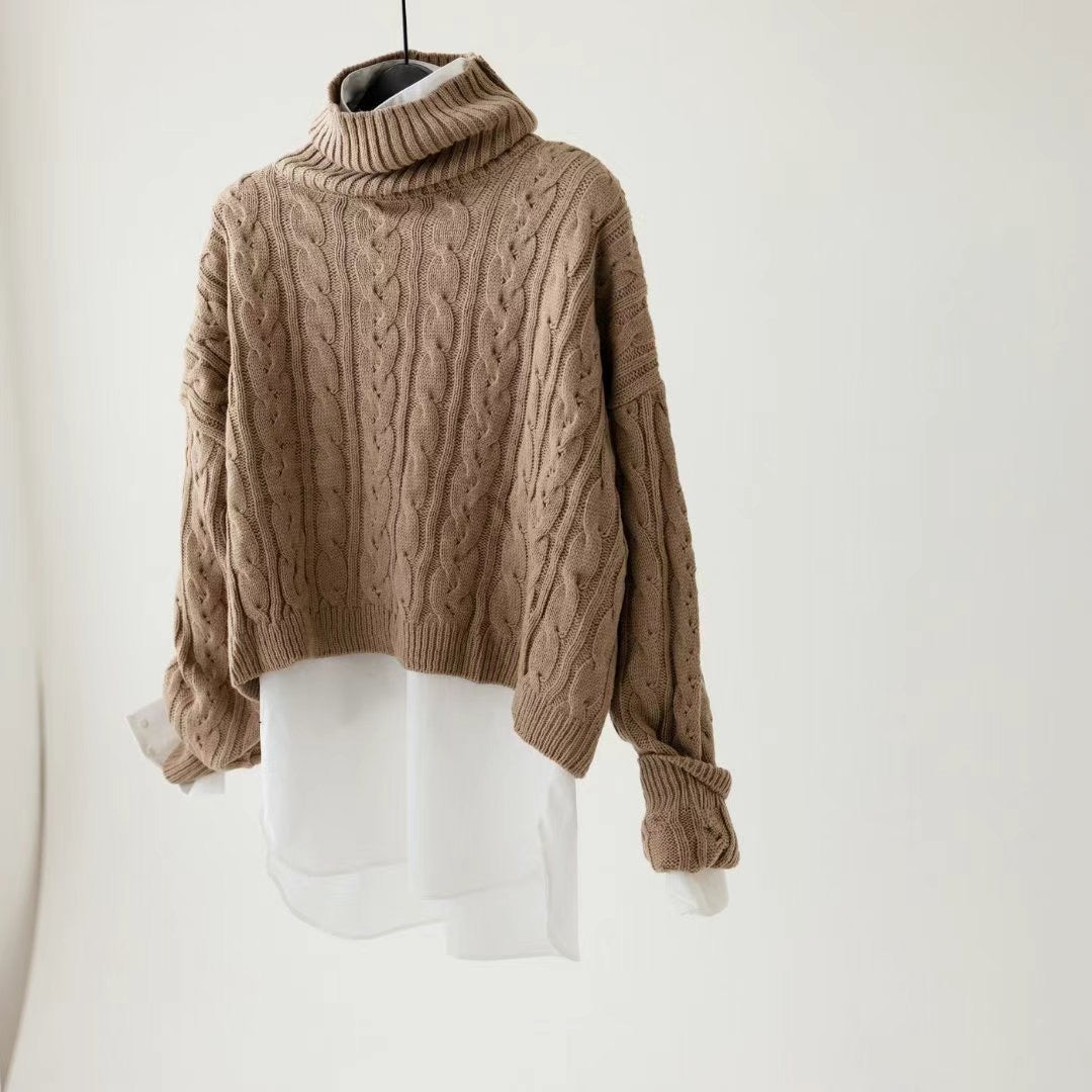 MZ594 CABLE-KNIT TURTLE NECK TOP 【 買2件減-$20 】