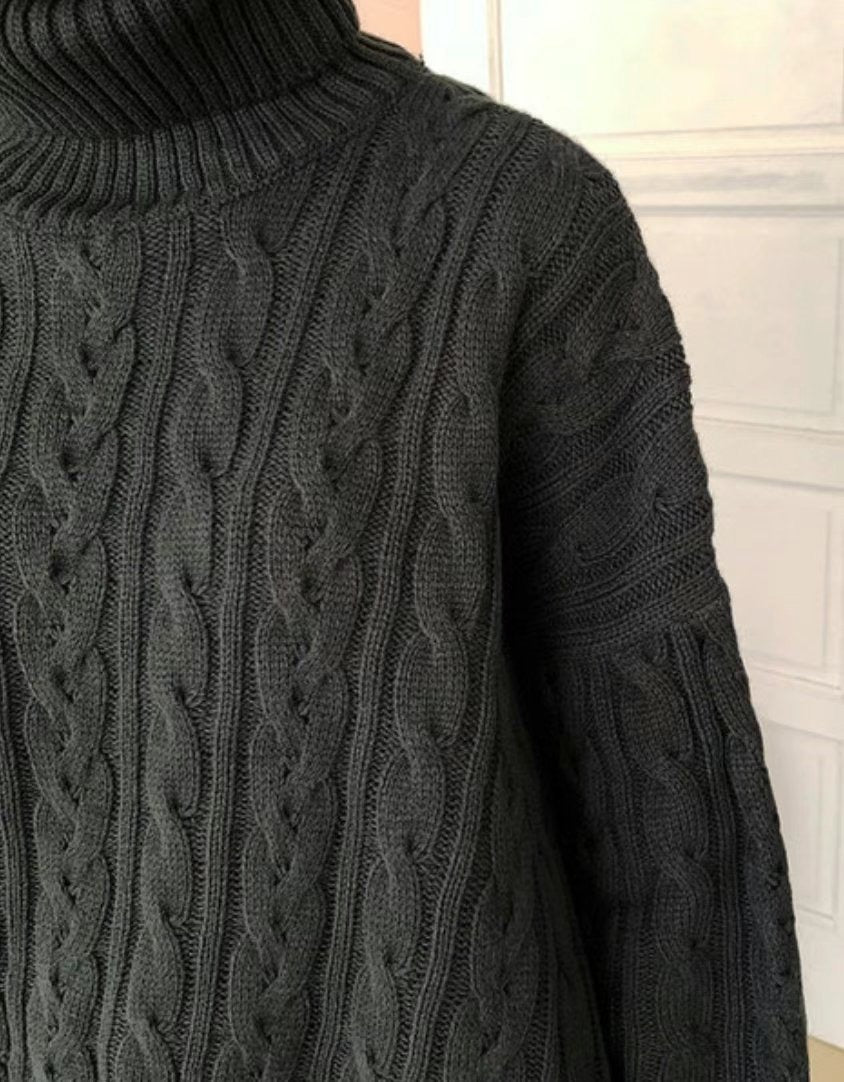 MZ594 CABLE-KNIT TURTLE NECK TOP 【 買2件減-$20 】