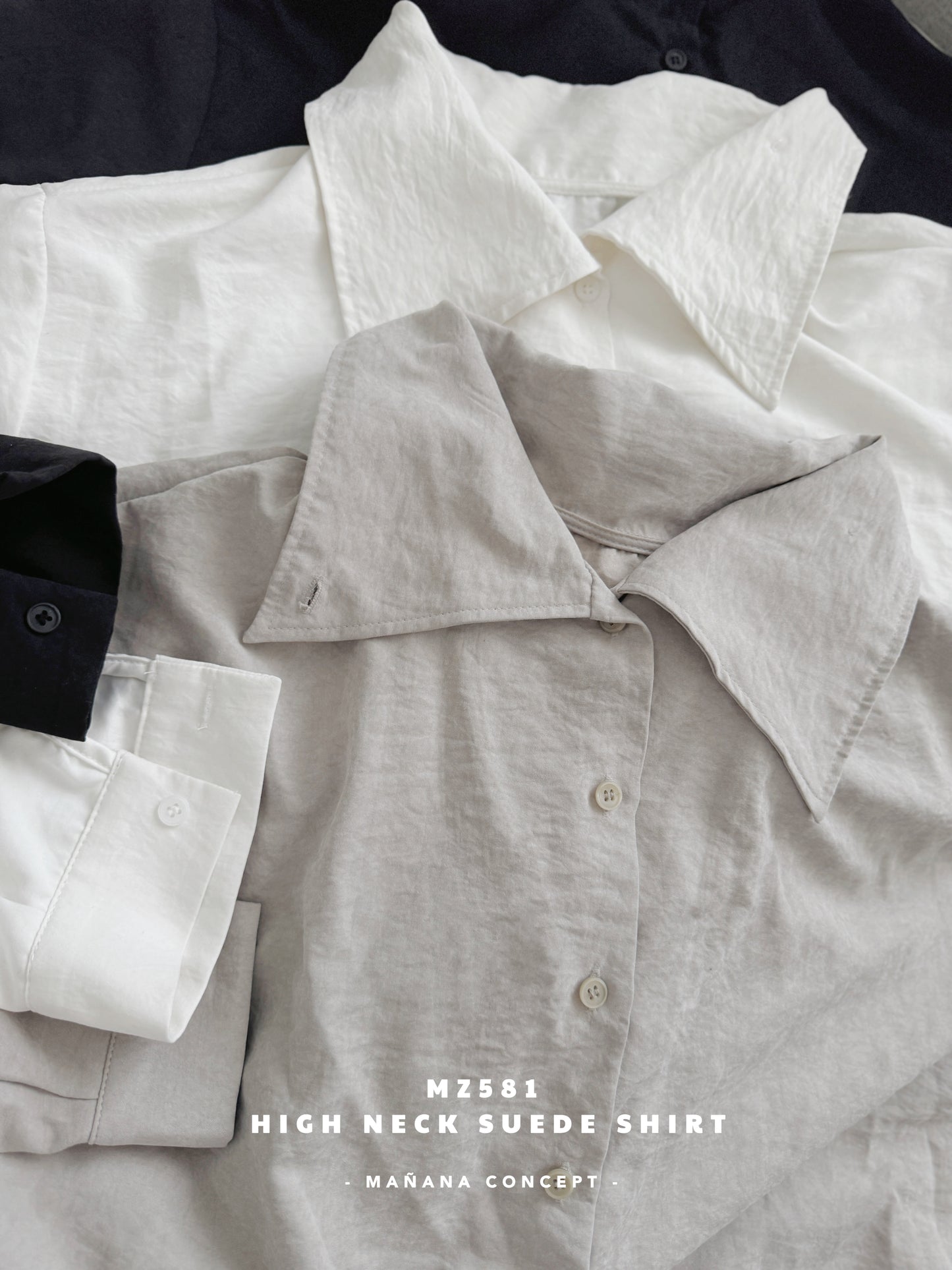 MZ581 HIGH NECK SUEDE SHIRT