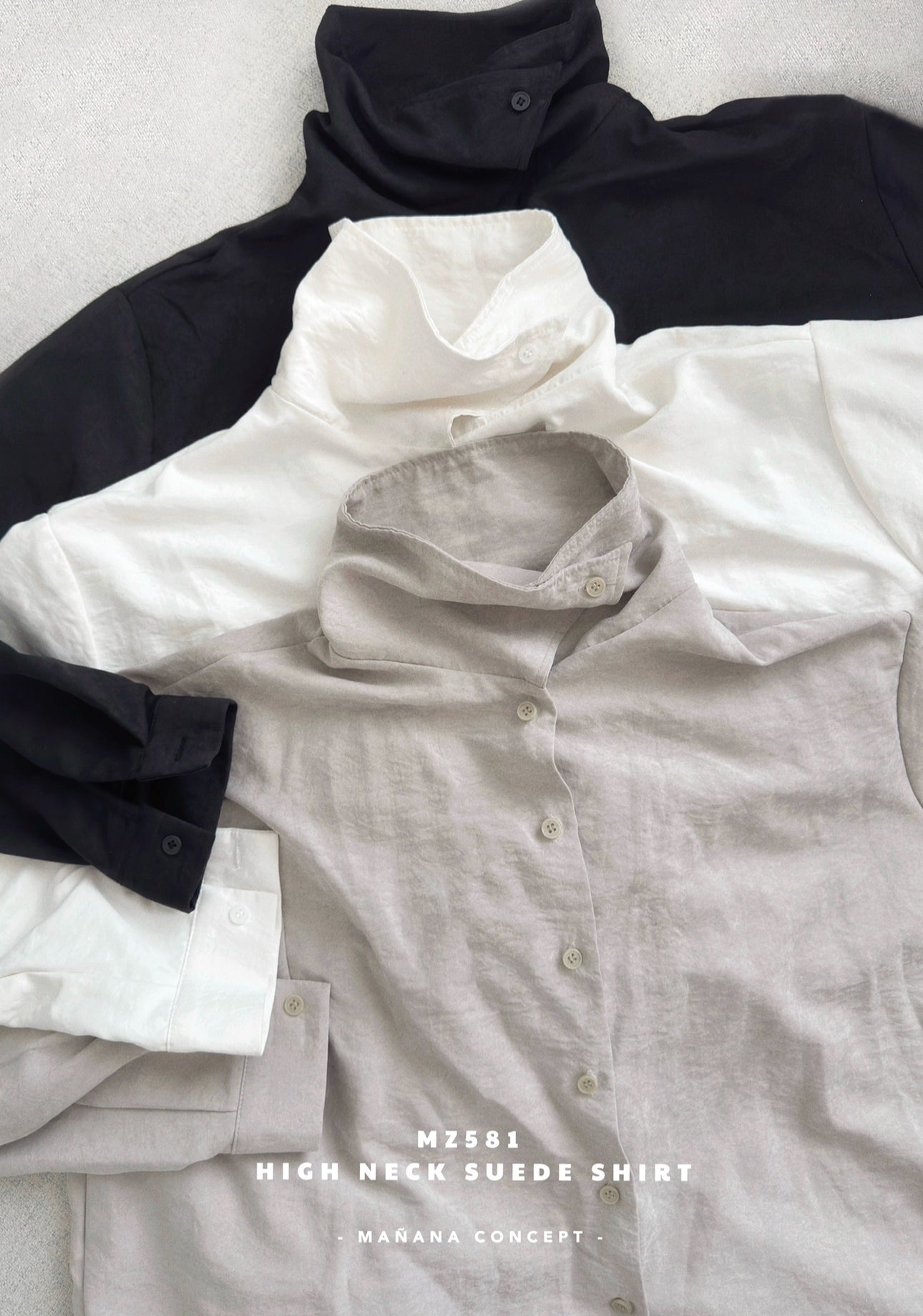 MZ581 HIGH NECK SUEDE SHIRT