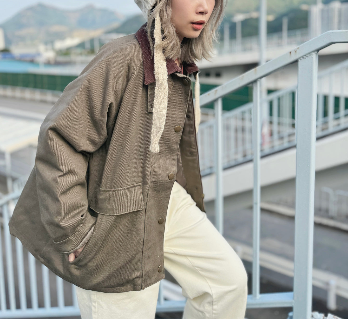 NA-370 Contrast-Collar Quilted Lining Jacket