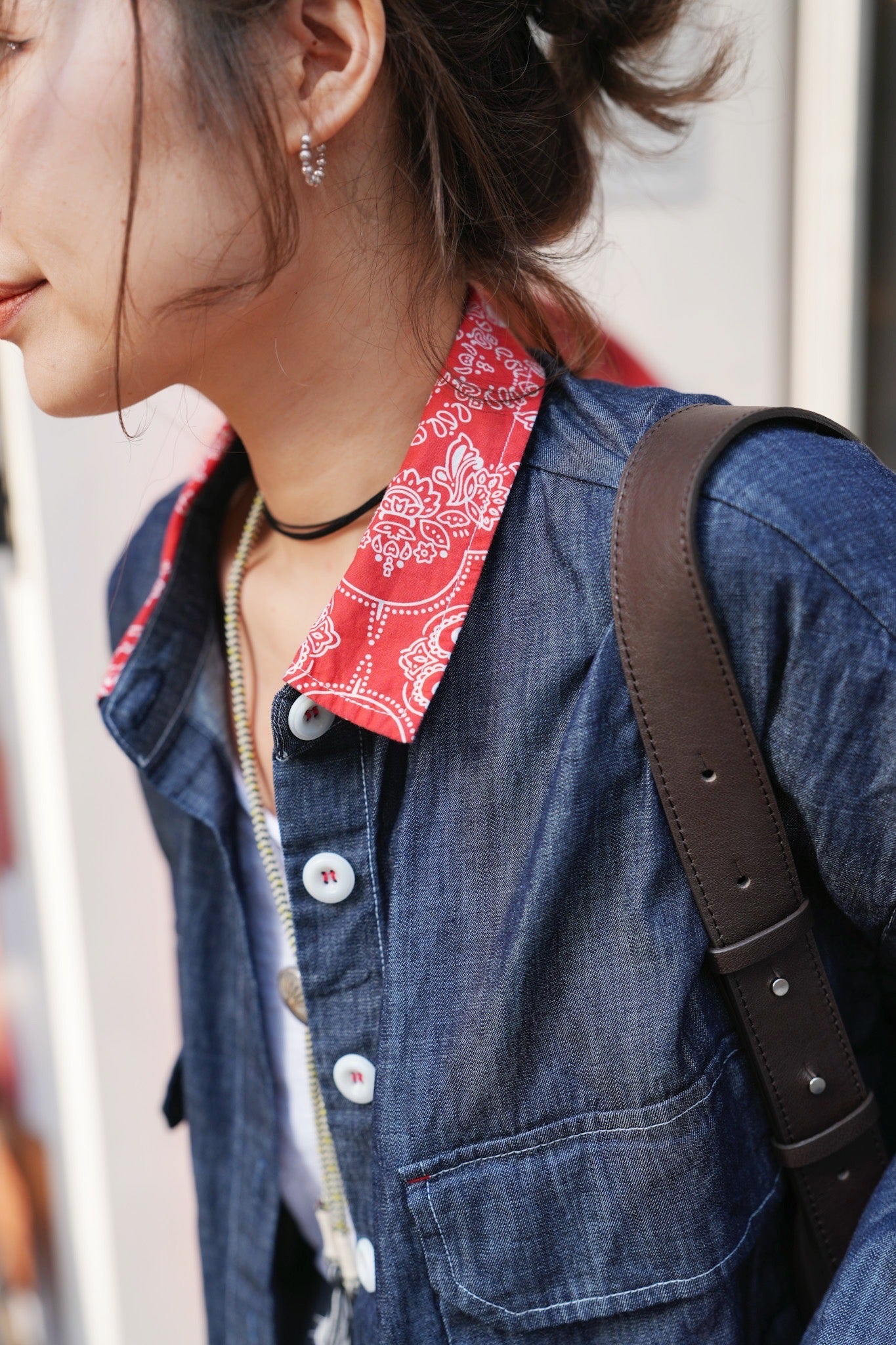 CA697 LEATHER LAYERING BLACK CHOKER