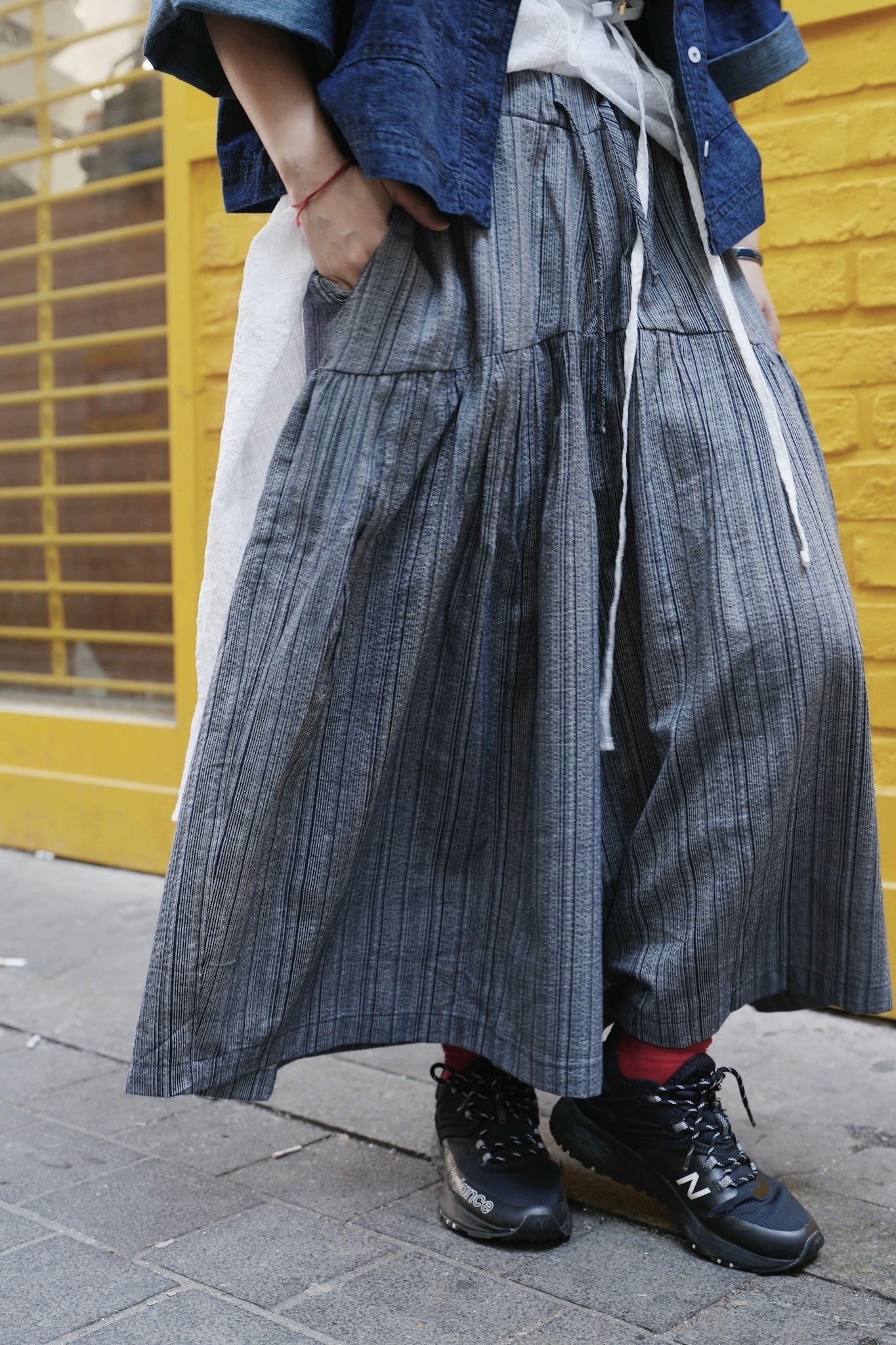 MZ738 ELASTIC WAIST STRIPED CULOTTES