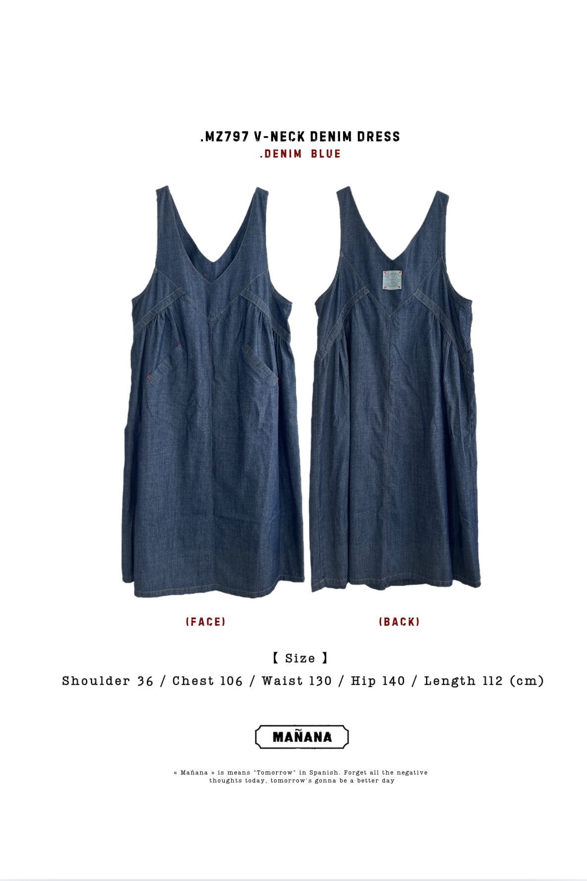 MZ797 V-NECK LOOSE DENIM DRESS