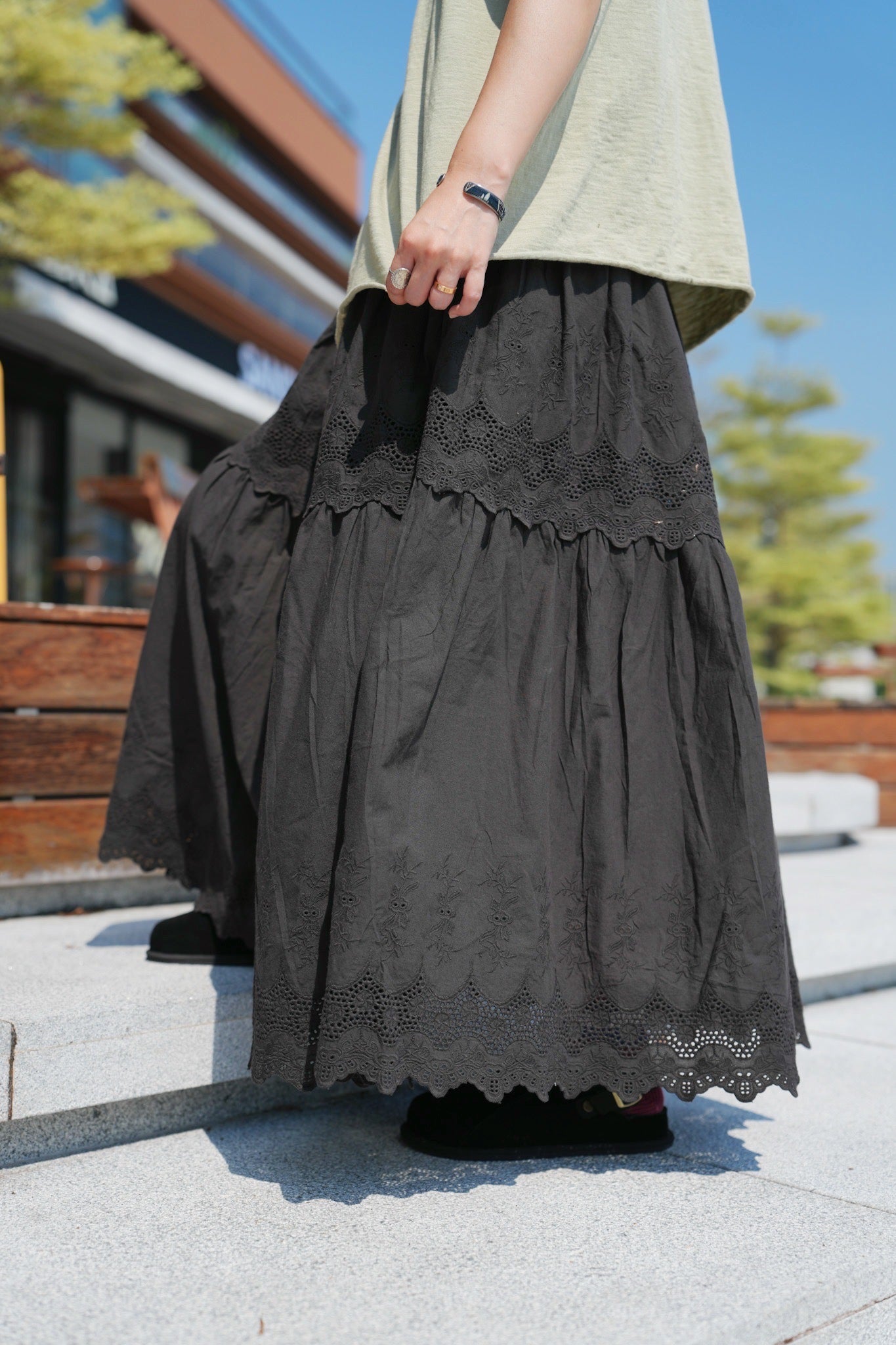CA903 LAYERED EMBROIDERY SKIRT