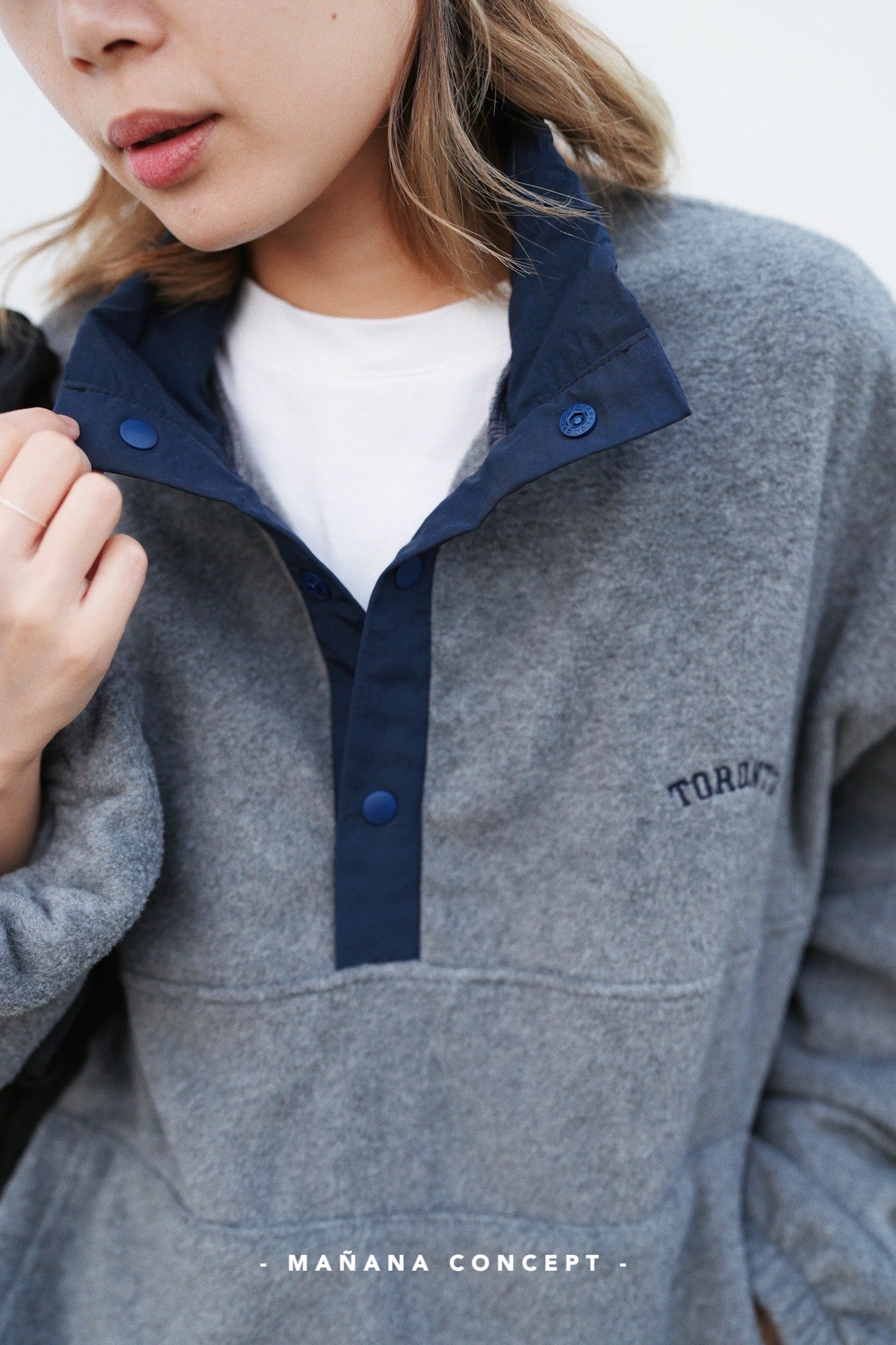 MZ585 CONTRASTED FLEECE PULLOVER