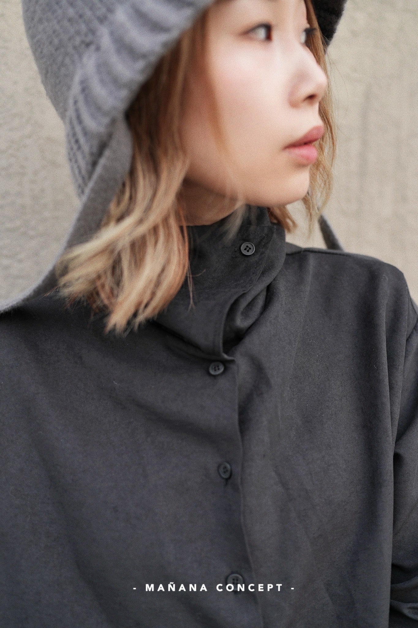 MZ581 HIGH NECK SUEDE SHIRT