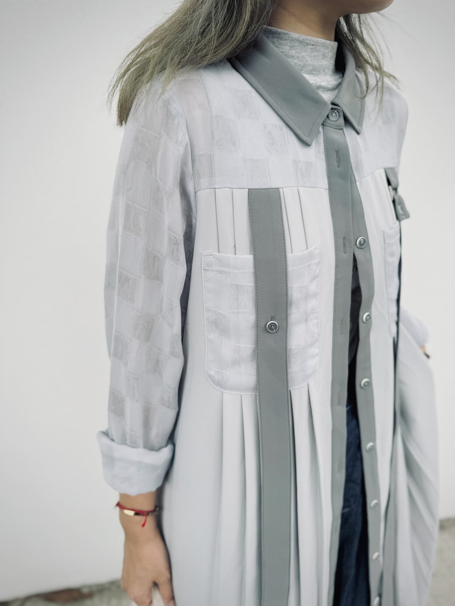 CA-533 Pleated Shirt Dress with Belt