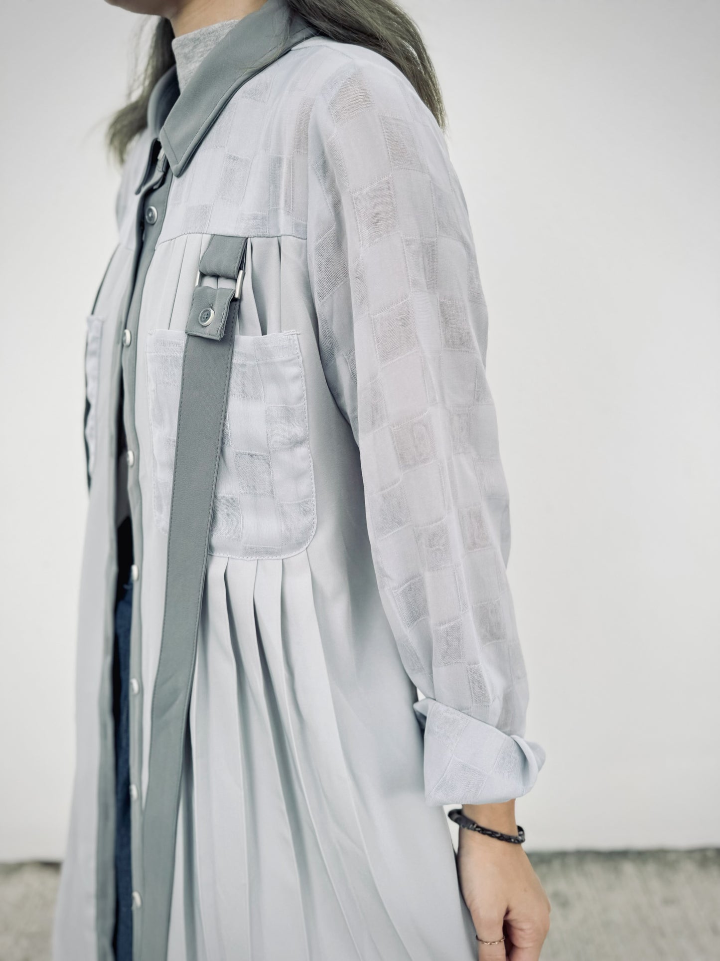 CA-533 Pleated Shirt Dress with Belt