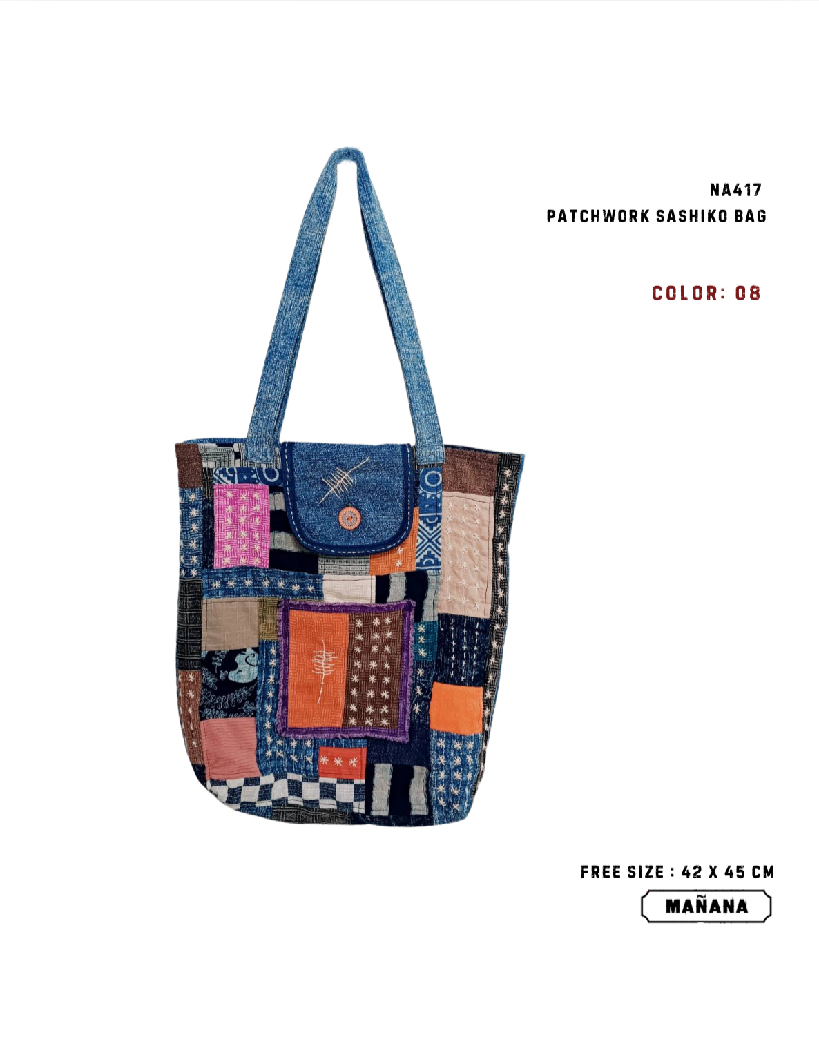NA417 PATCHWORK SASHIKO BAG
