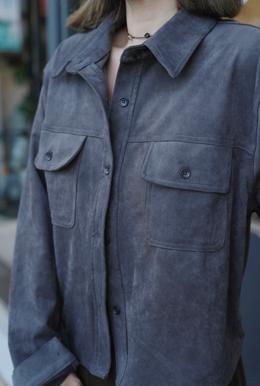 MZ897 SUEDE SHIRT TOP SET