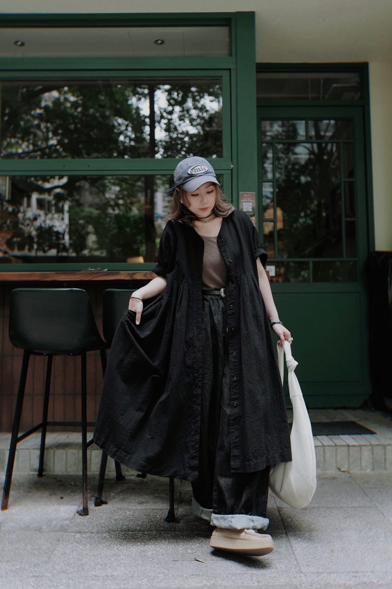 CA689 HITOMI V-NECK SEERSUCKER DRESS