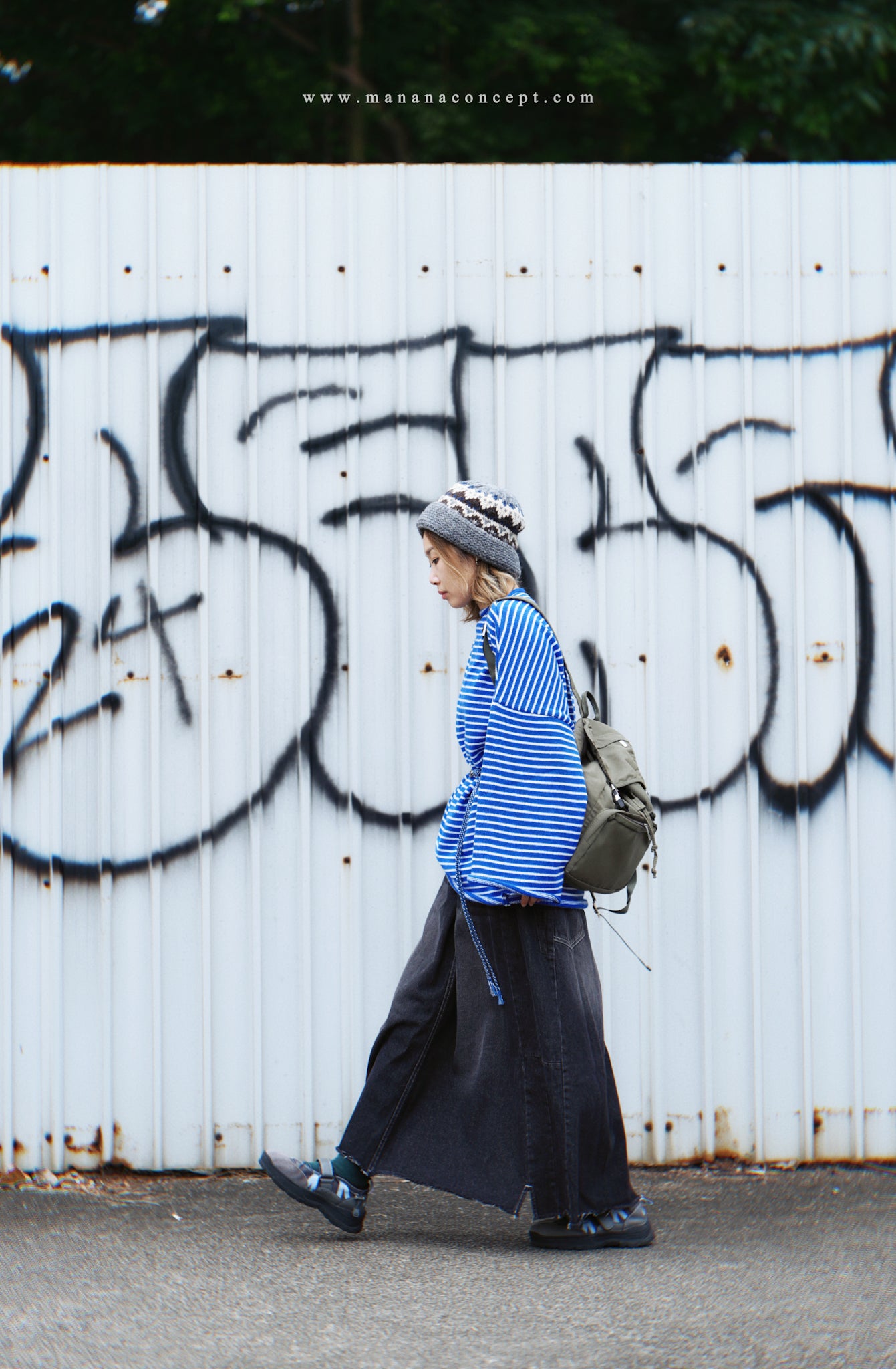 CA645 PATCHED DENIM SKIRT WITH BELT