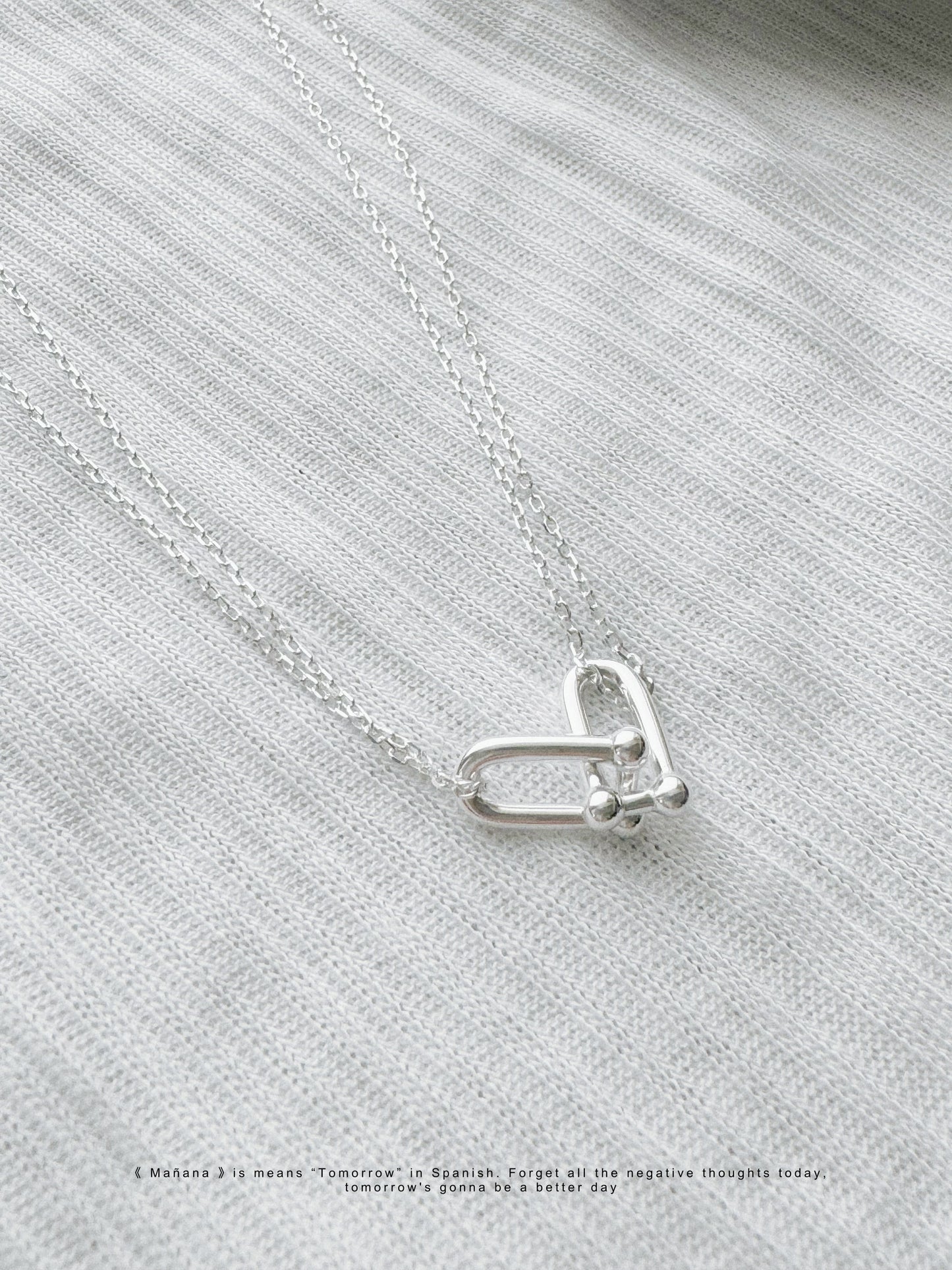 MZ-201 Silver 925 Horsehoe Buckle Necklace