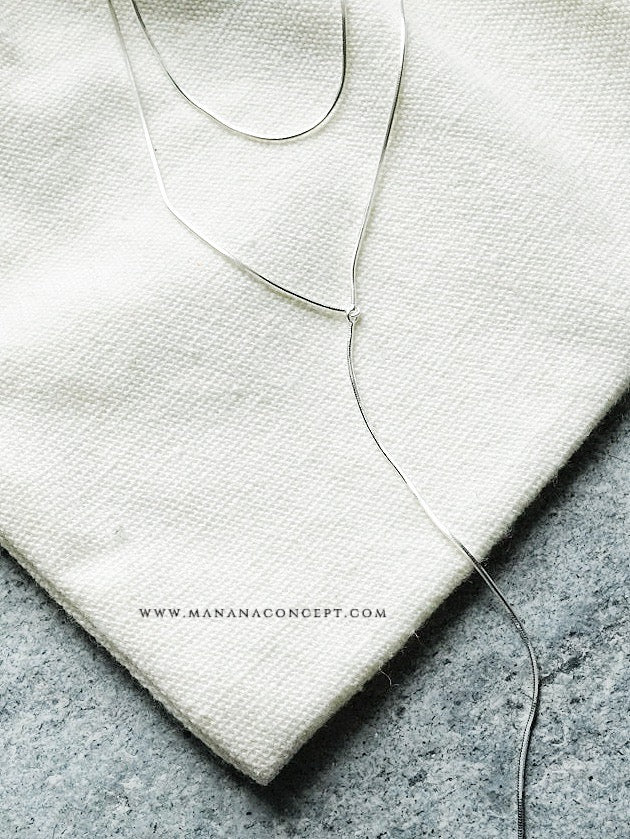 MZ729 SILVER 925 Y-KNOT LAYERING NECKLACE
