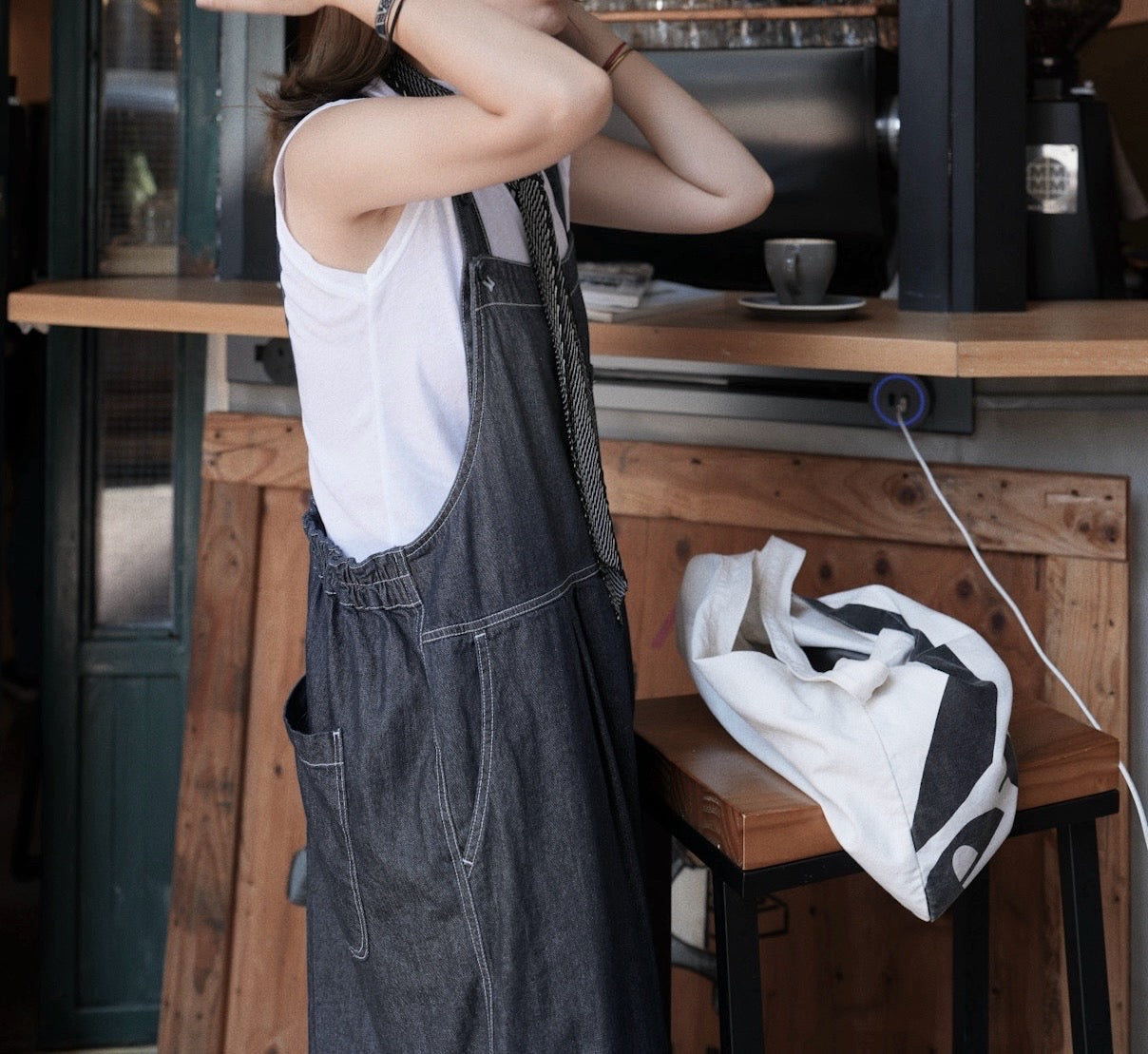 CA907 DENIM POCKET JUMPER PANTS