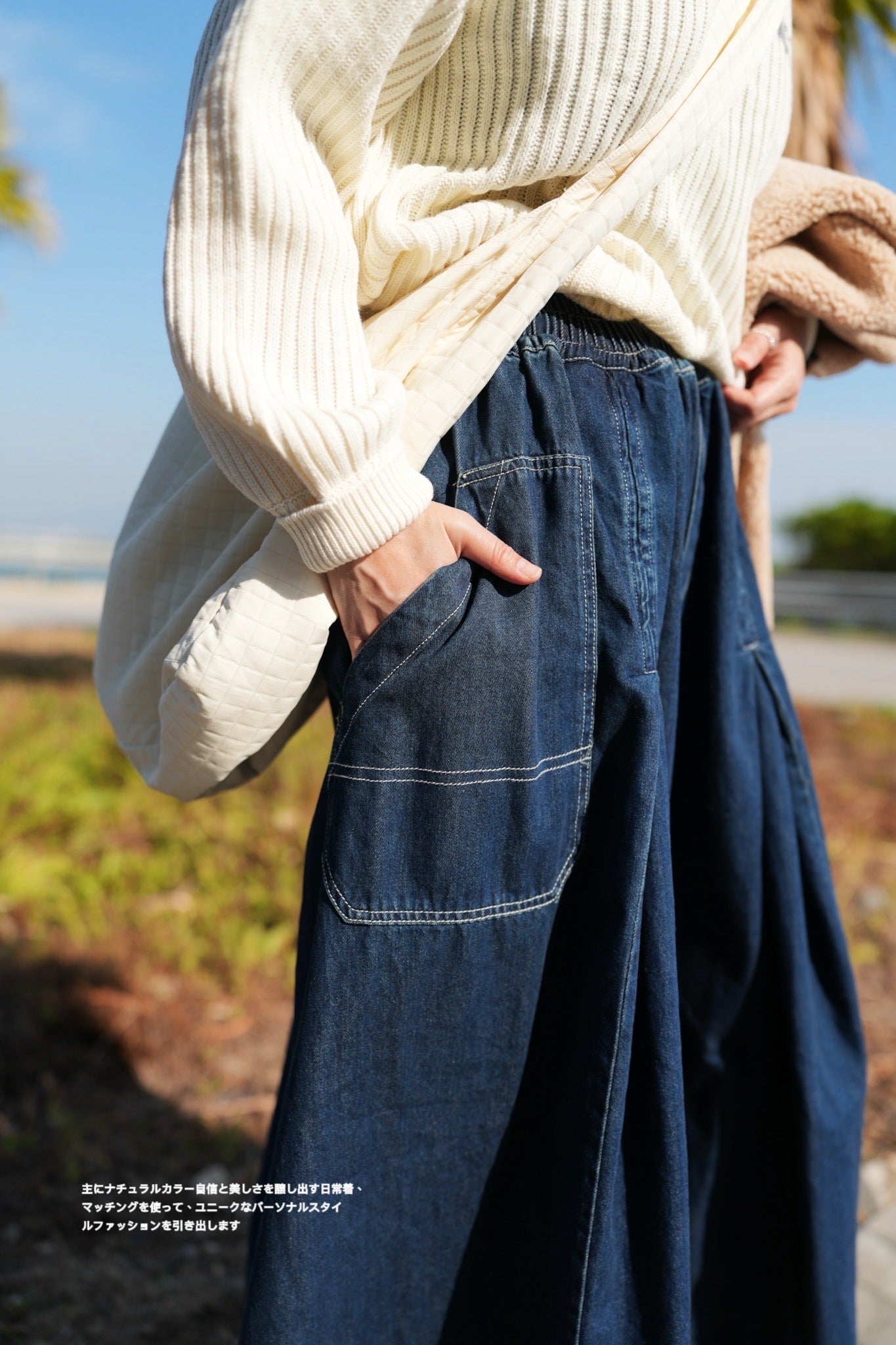 CA674 CONTRASTED STITCH PLEATED CULOTTES