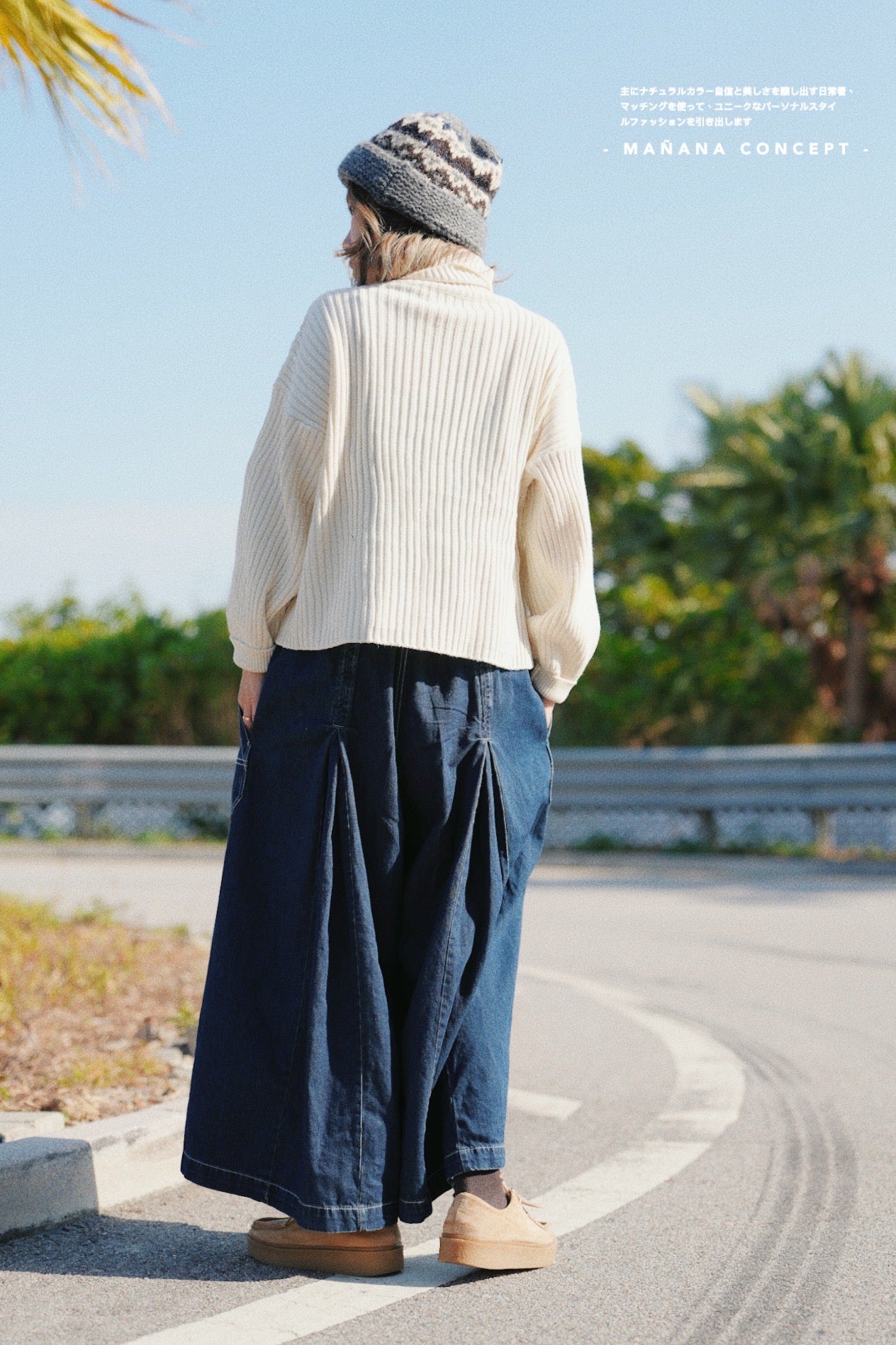 CA674 CONTRASTED STITCH PLEATED CULOTTES