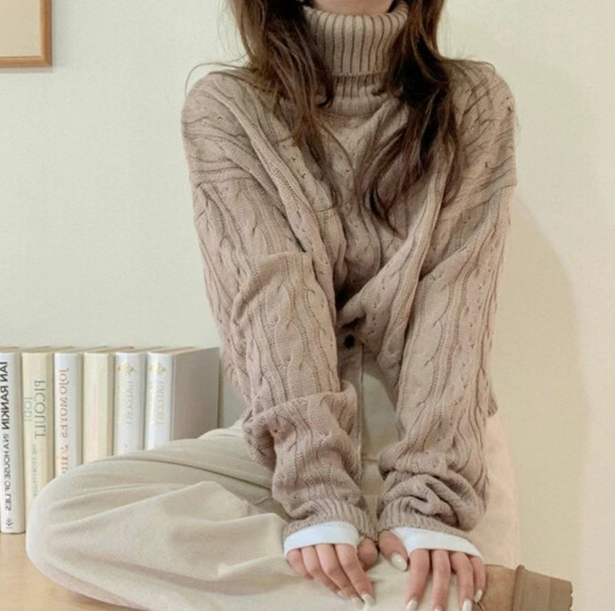 MZ594 CABLE-KNIT TURTLE NECK TOP 【 買2件減-$20 】