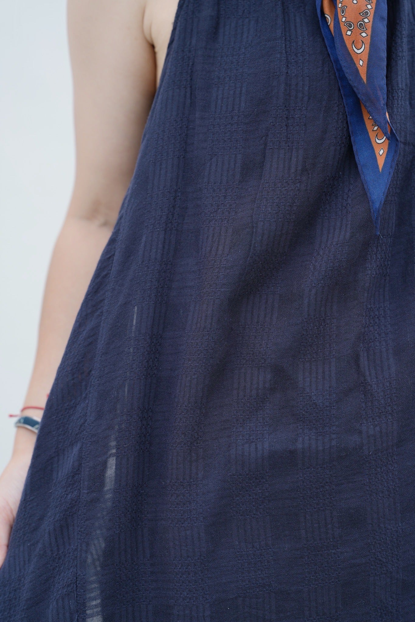 NA452 SHEER CHECKED ONE PIECE DRESS