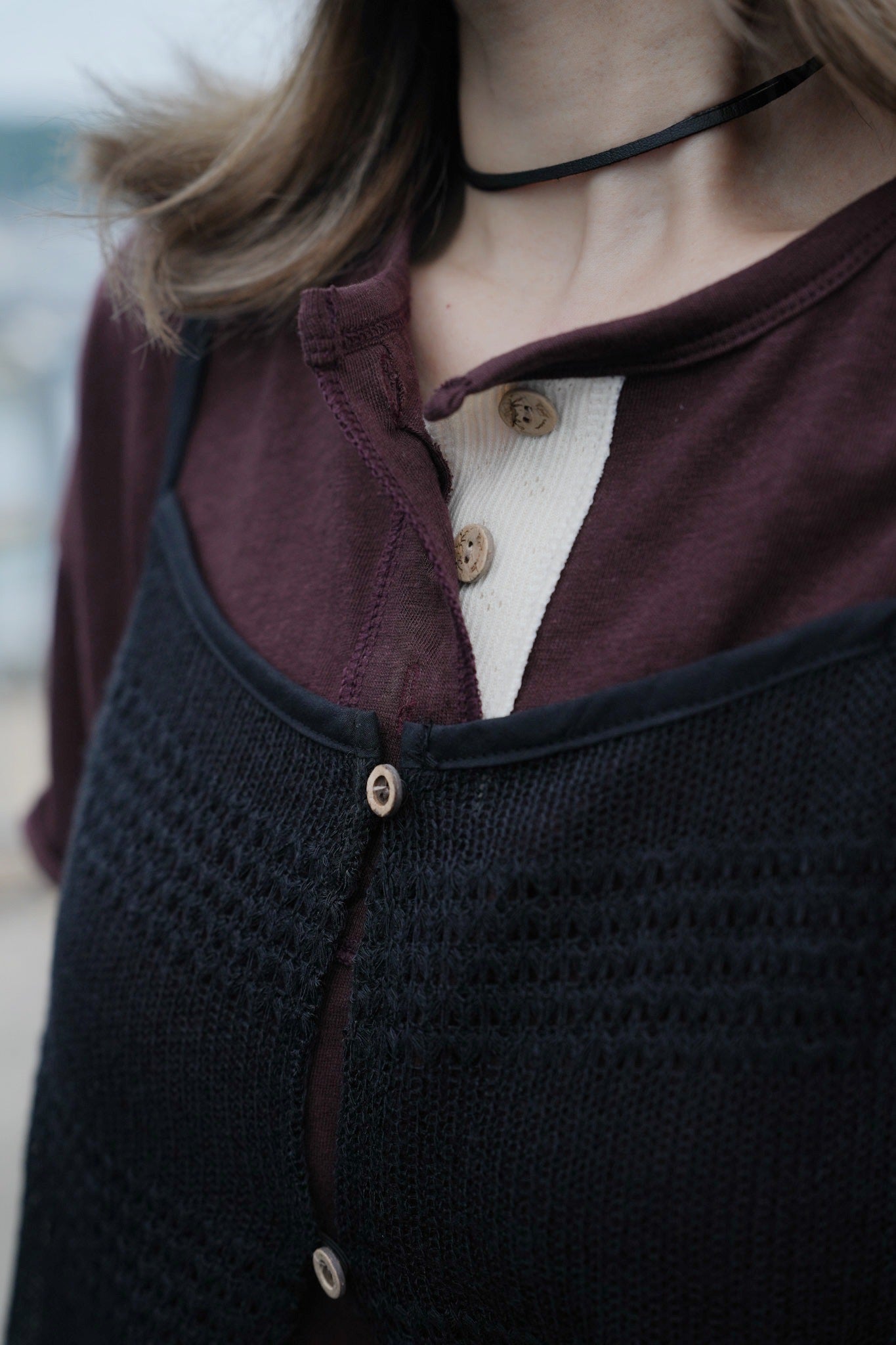 MZ739 100% NATURAL COTTON HENLEY NECK TOP 【 2件減-$20, 4件減-$50 】