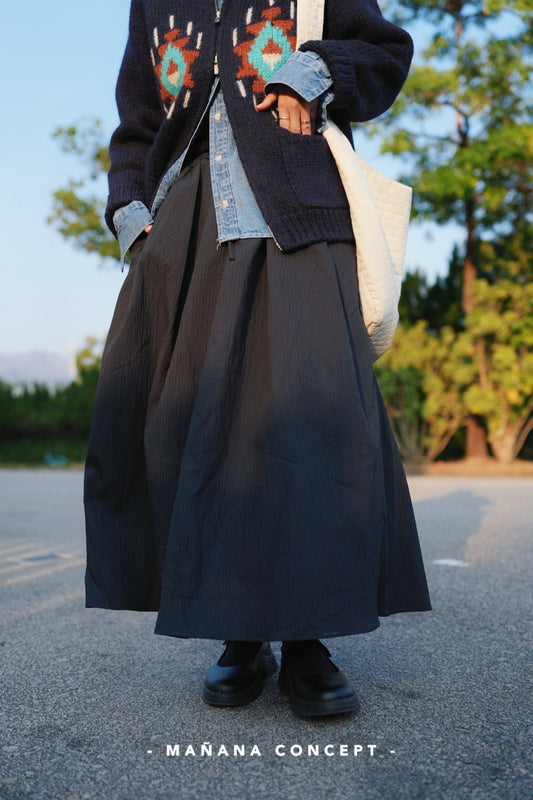 CA676 Striped Crepe Skirt