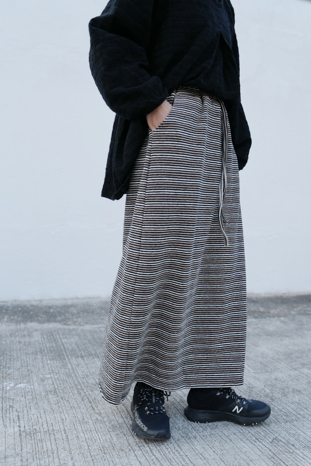 CA678 Striped Maxi Long Skirt