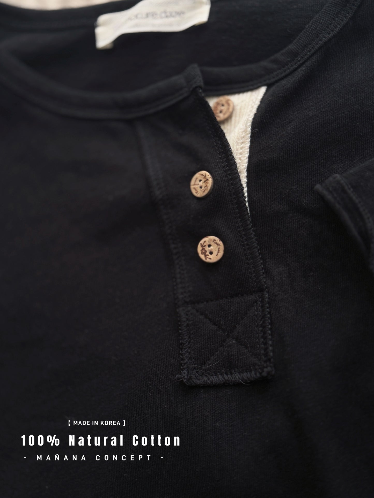 MZ739 100% NATURAL COTTON HENLEY NECK TOP 【 2件減-$20, 4件減-$50 】