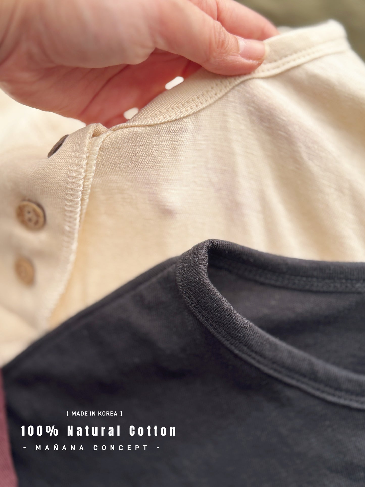 MZ739 100% NATURAL COTTON HENLEY NECK TOP 【 2件減-$20, 4件減-$50 】