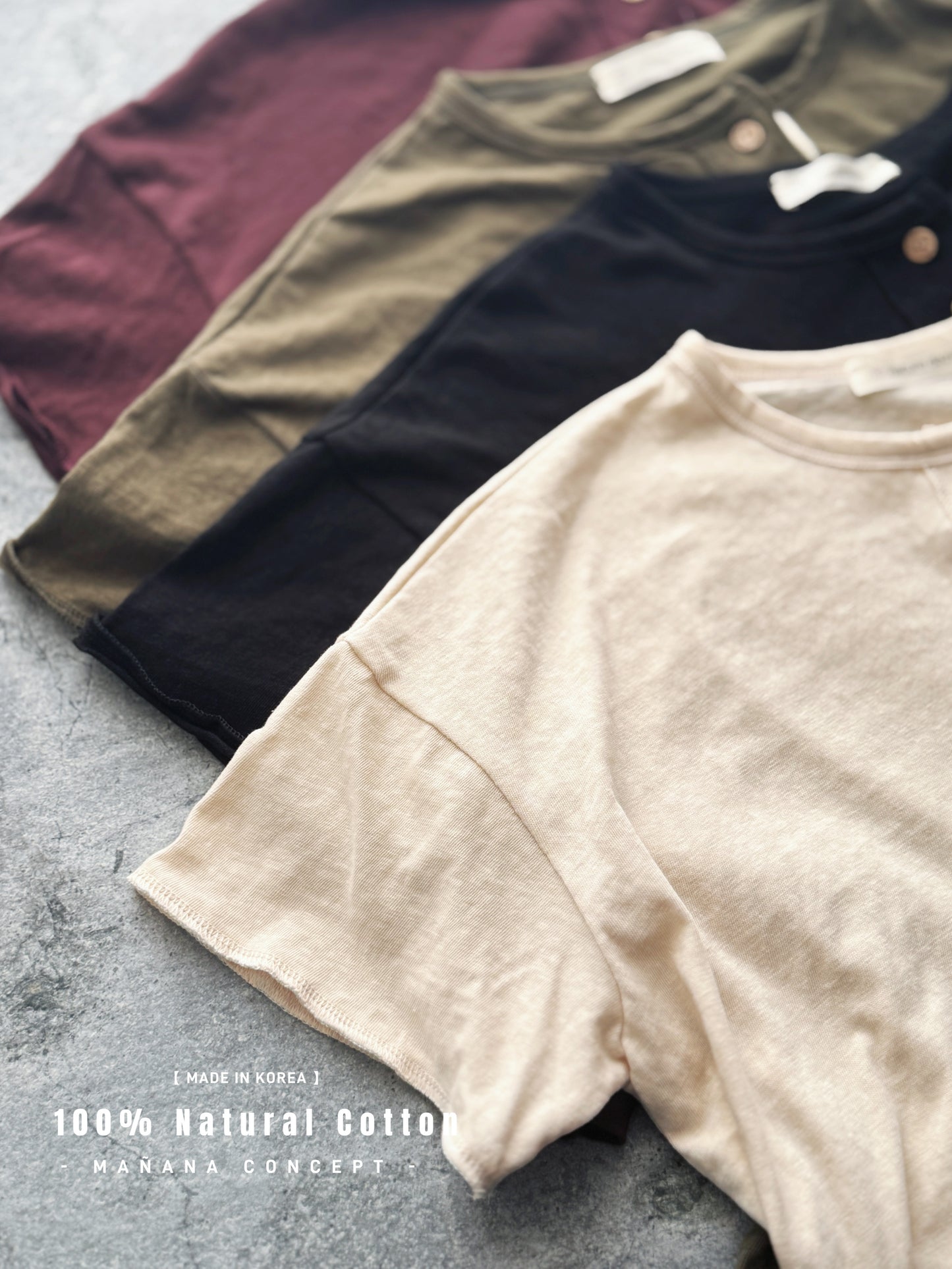 MZ739 100% NATURAL COTTON HENLEY NECK TOP 【 2件減-$20, 4件減-$50 】