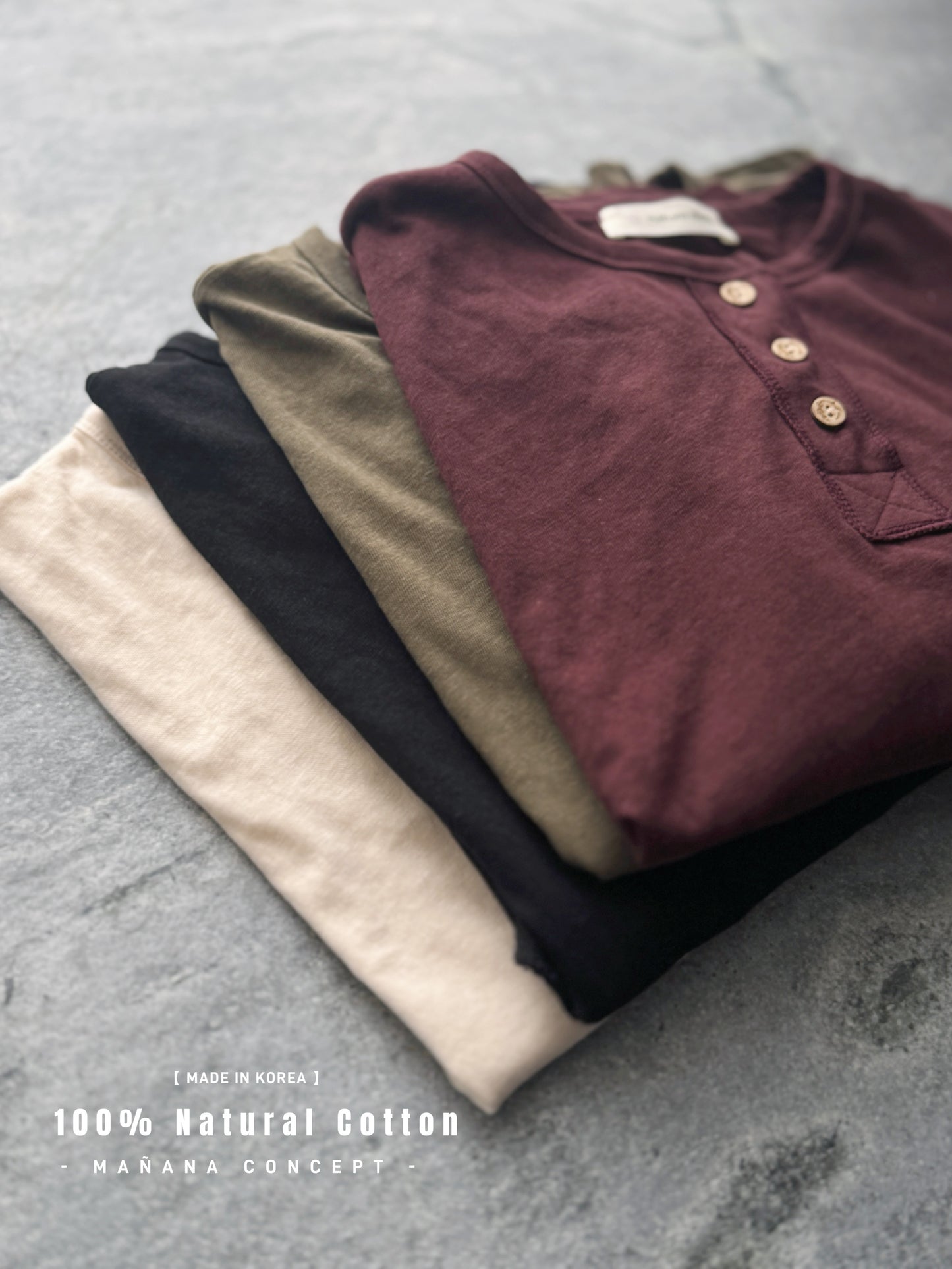MZ739 100% NATURAL COTTON HENLEY NECK TOP 【 2件減-$20, 4件減-$50 】