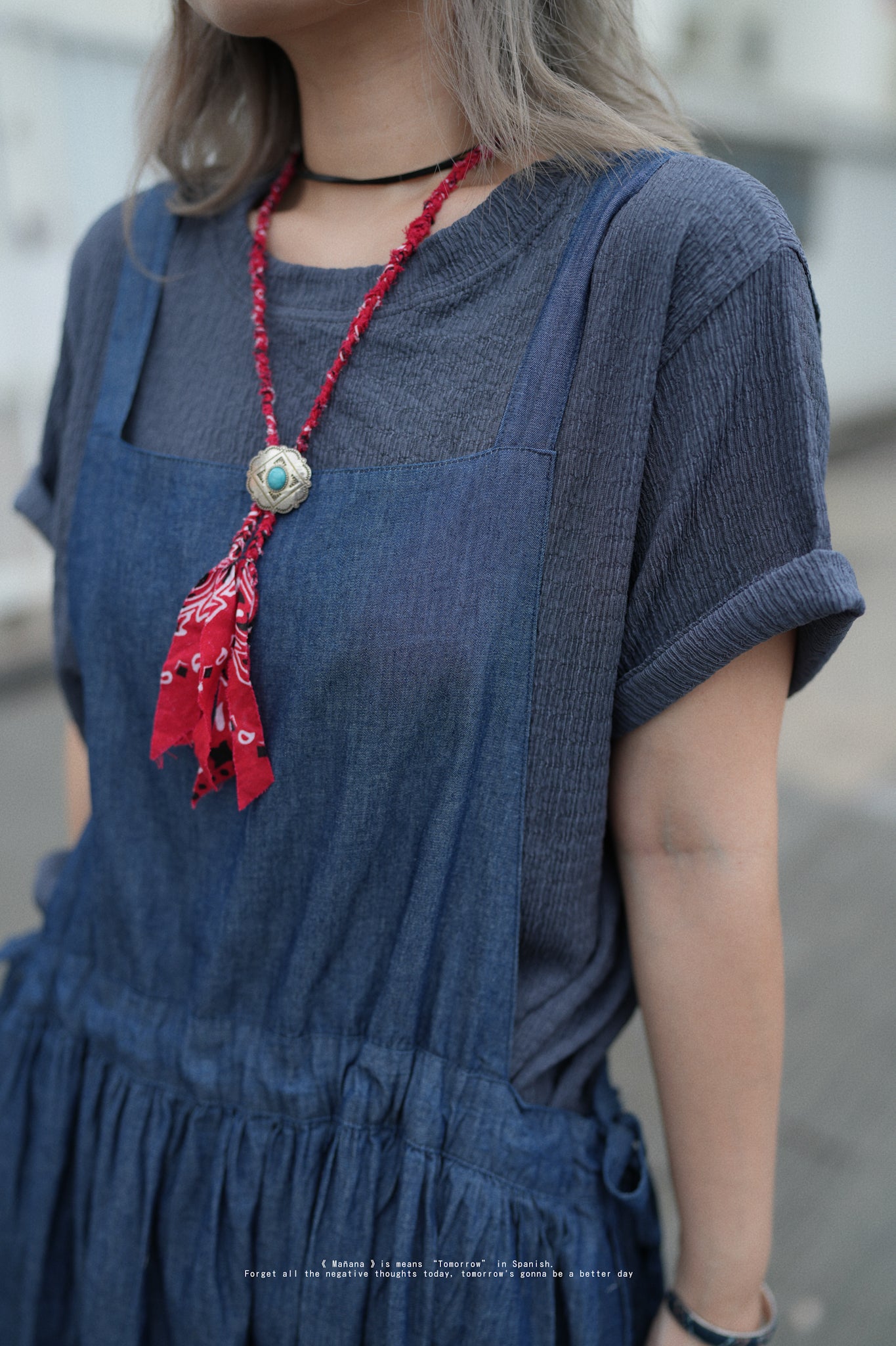 CA612 Light Weight Denim One-Piece Dress