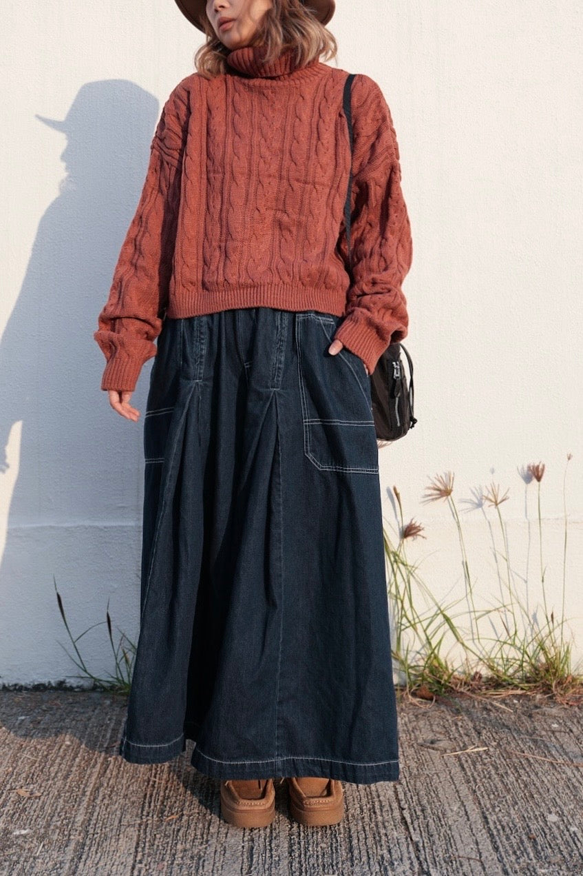 MZ594 CABLE-KNIT TURTLE NECK TOP 【 買2件減-$20 】
