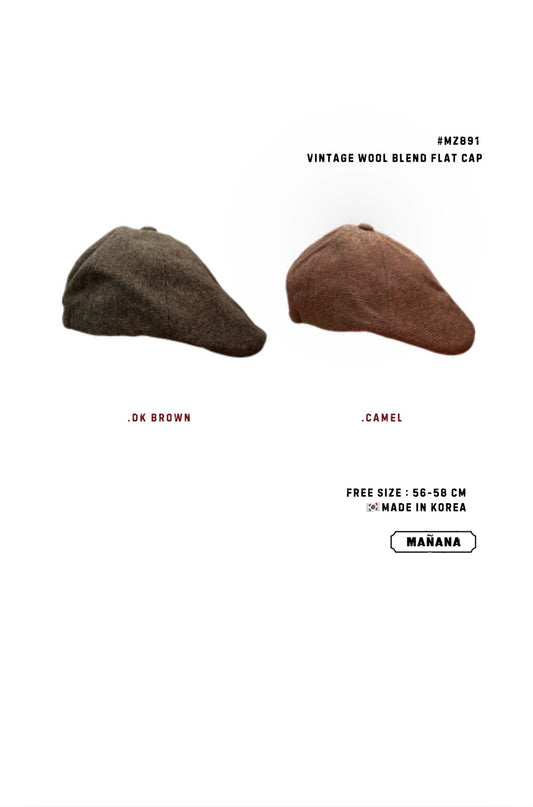 MZ891 VINTAGE WOOL BLEND FLAT CAP