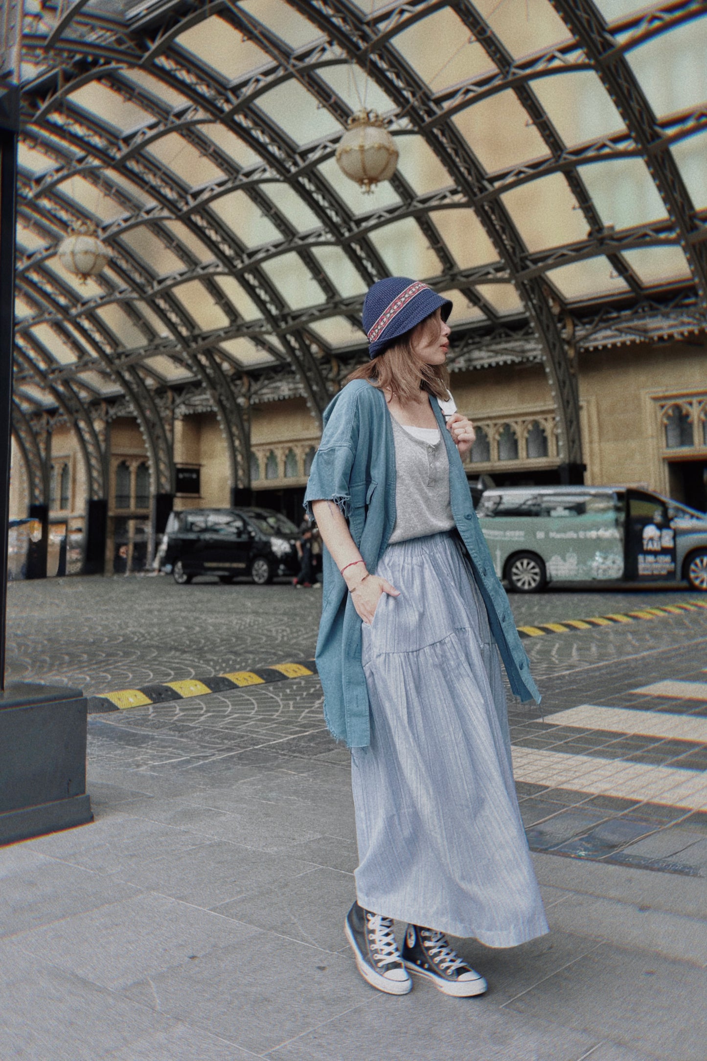 MZ738 ELASTIC WAIST STRIPED CULOTTES