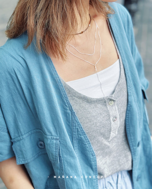 MZ729 SILVER 925 Y-KNOT LAYERING NECKLACE