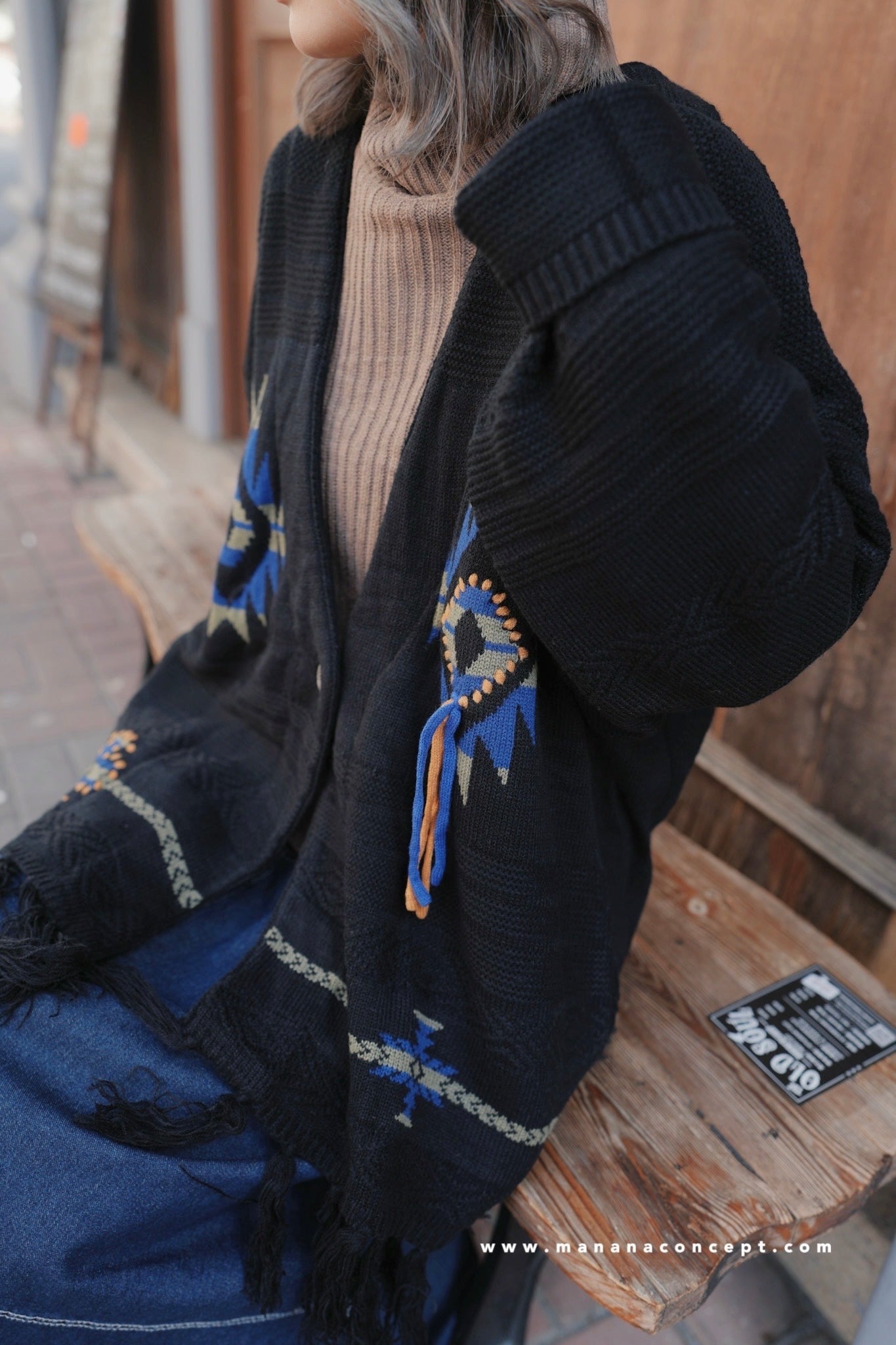 NA431 Native Chimayo Fringed Cardigan