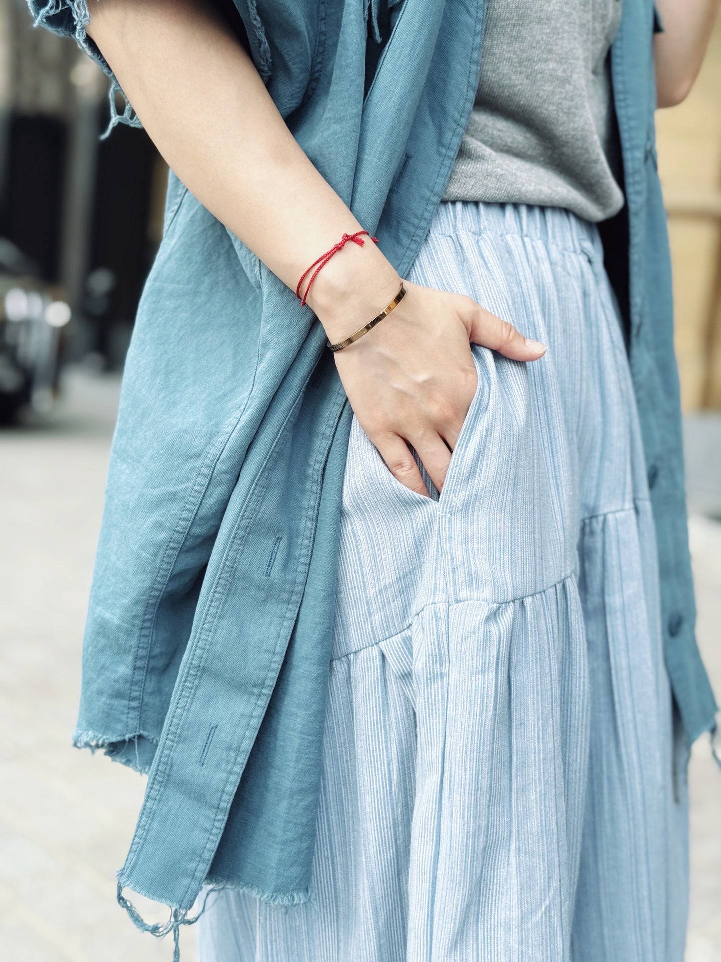 MZ738 ELASTIC WAIST STRIPED CULOTTES