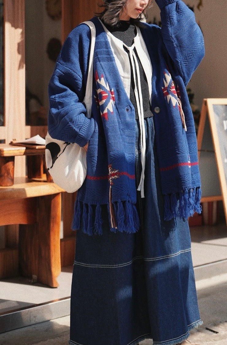 NA431 Native Chimayo Fringed Cardigan