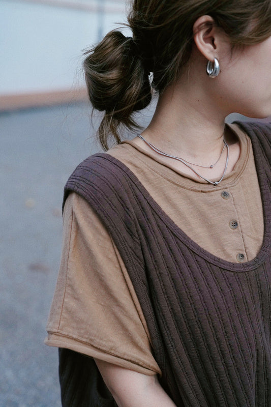 MZ728 SILVER DOUBLE LAYER NECKLACE